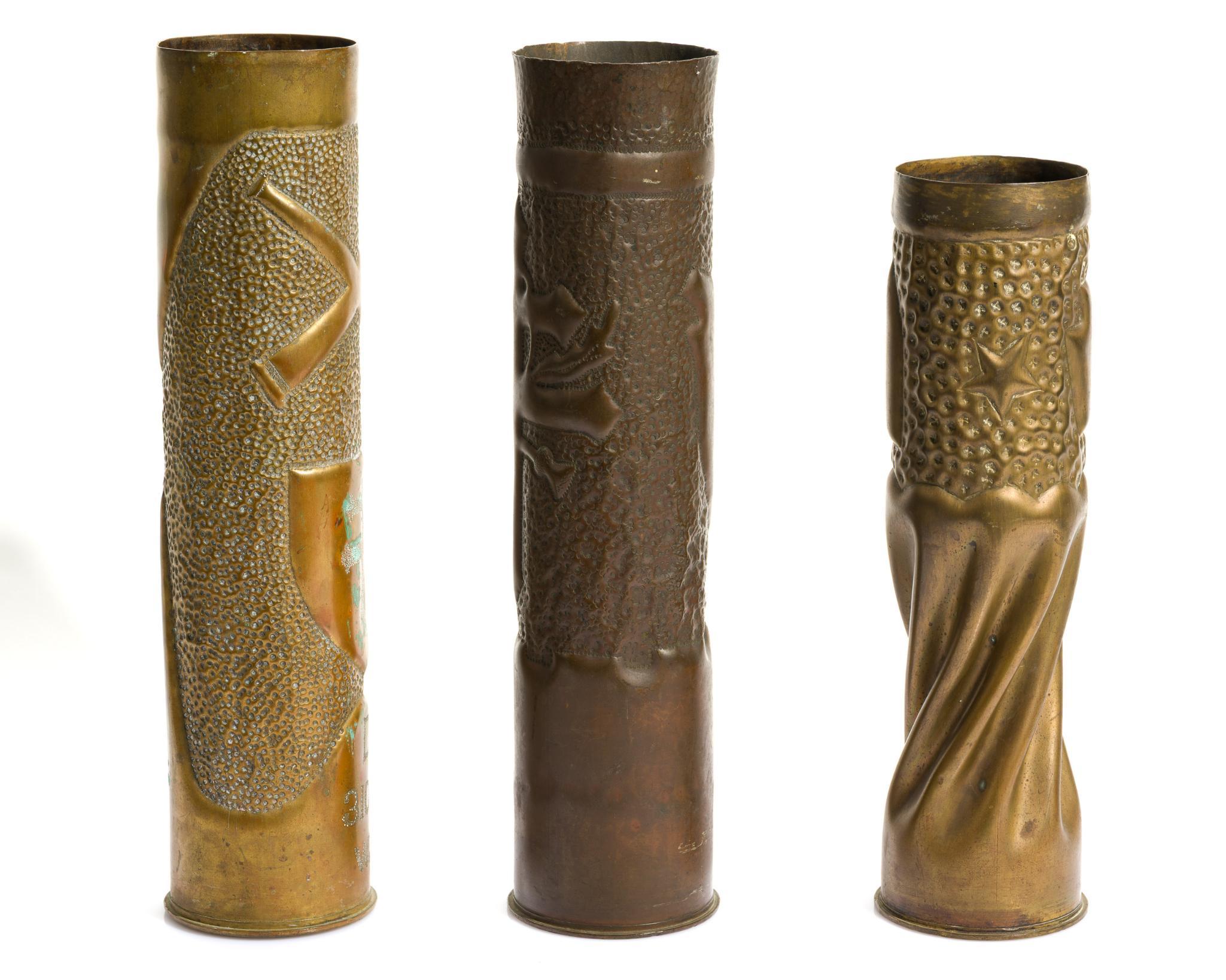 3 WWI Trench Art Shells