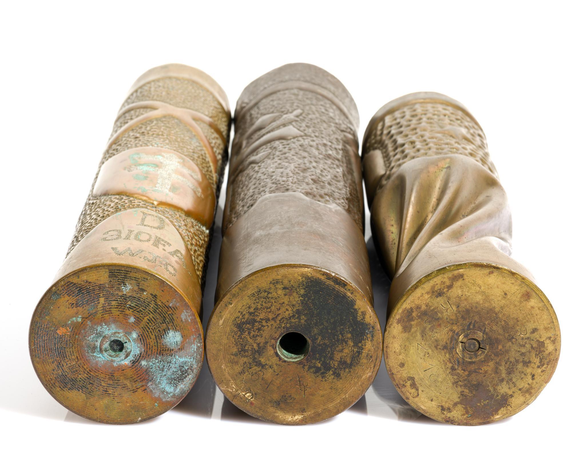 3 WWI Trench Art Shells