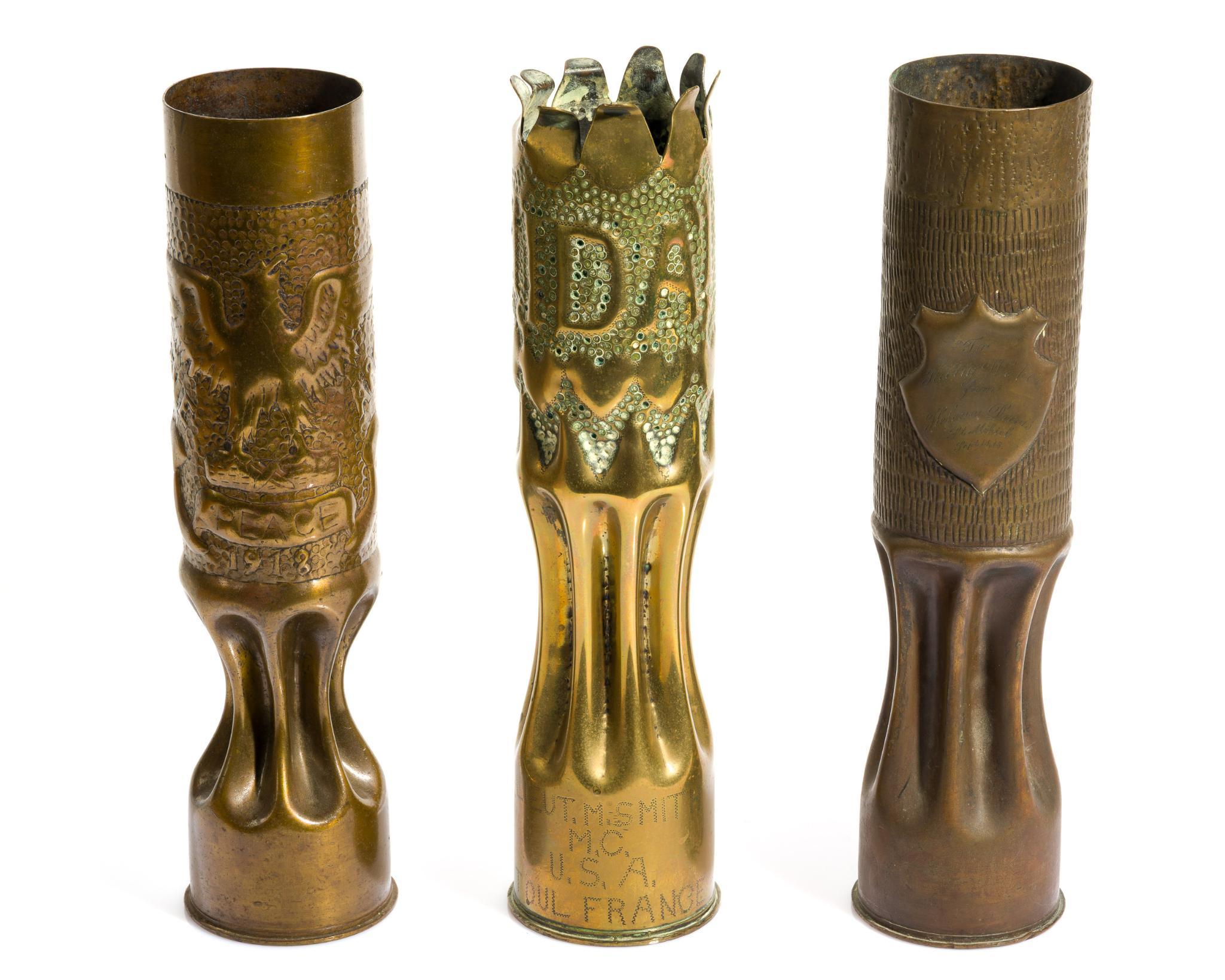 3 WWI Trench Art Shells