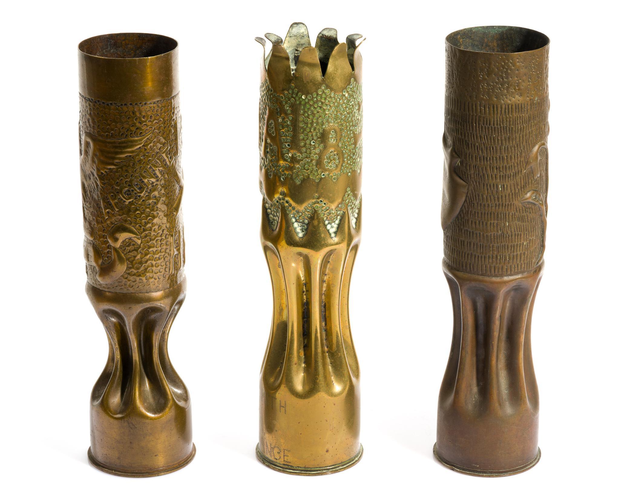 3 WWI Trench Art Shells
