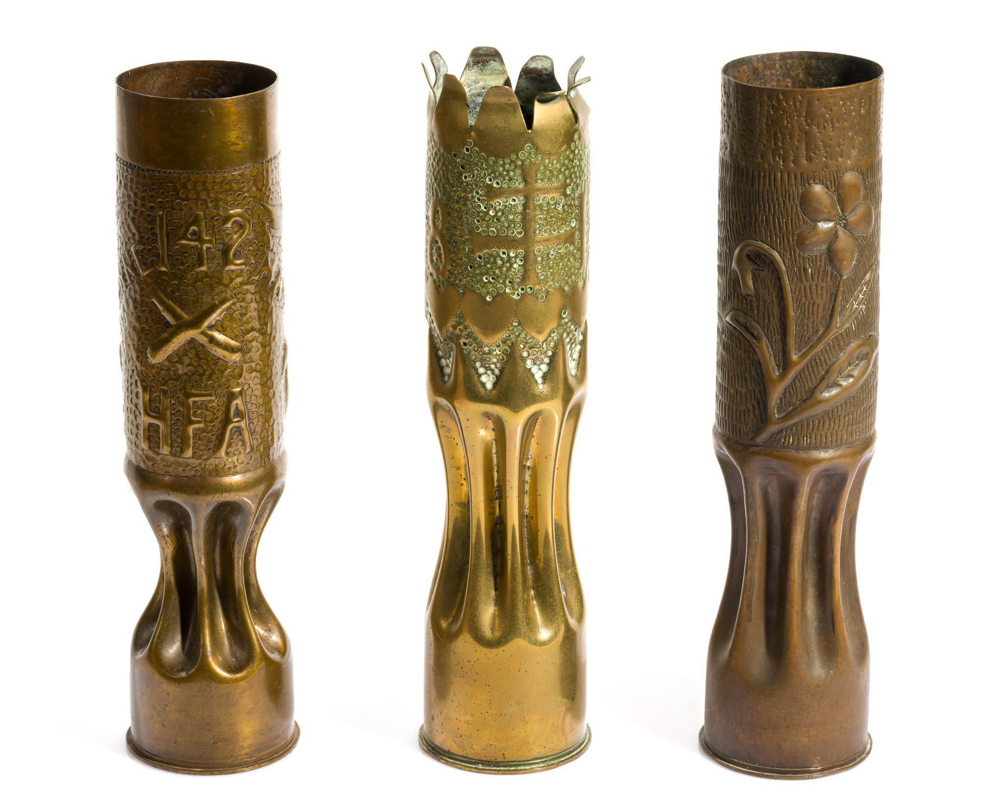3 WWI Trench Art Shells