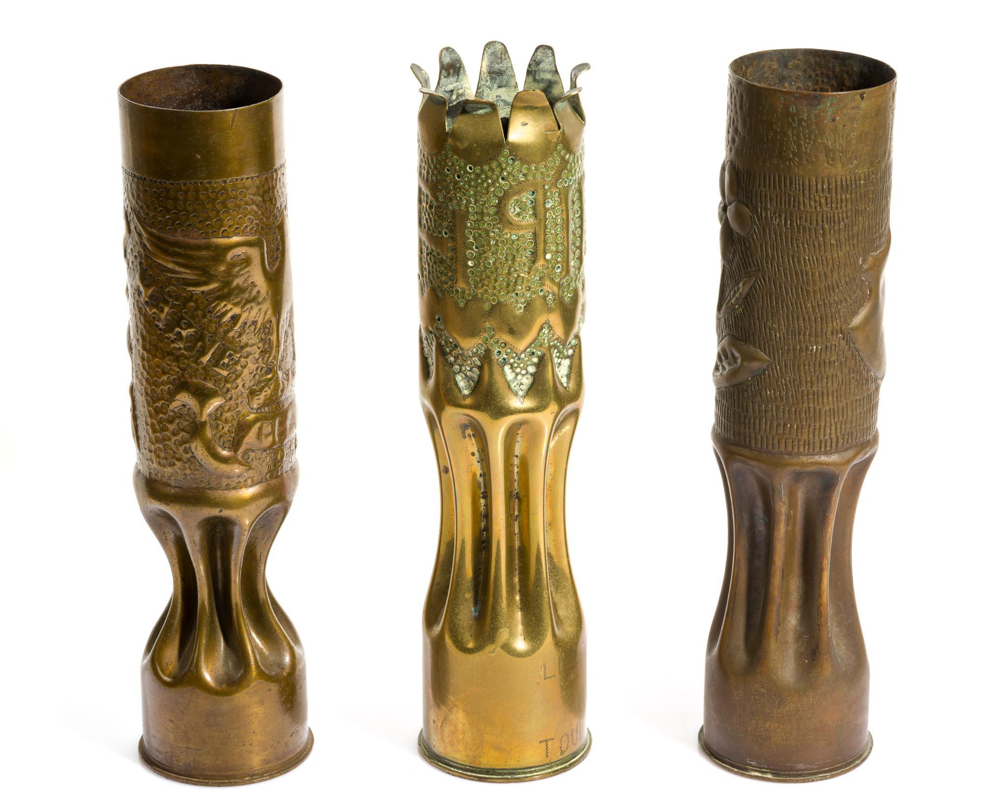 3 WWI Trench Art Shells