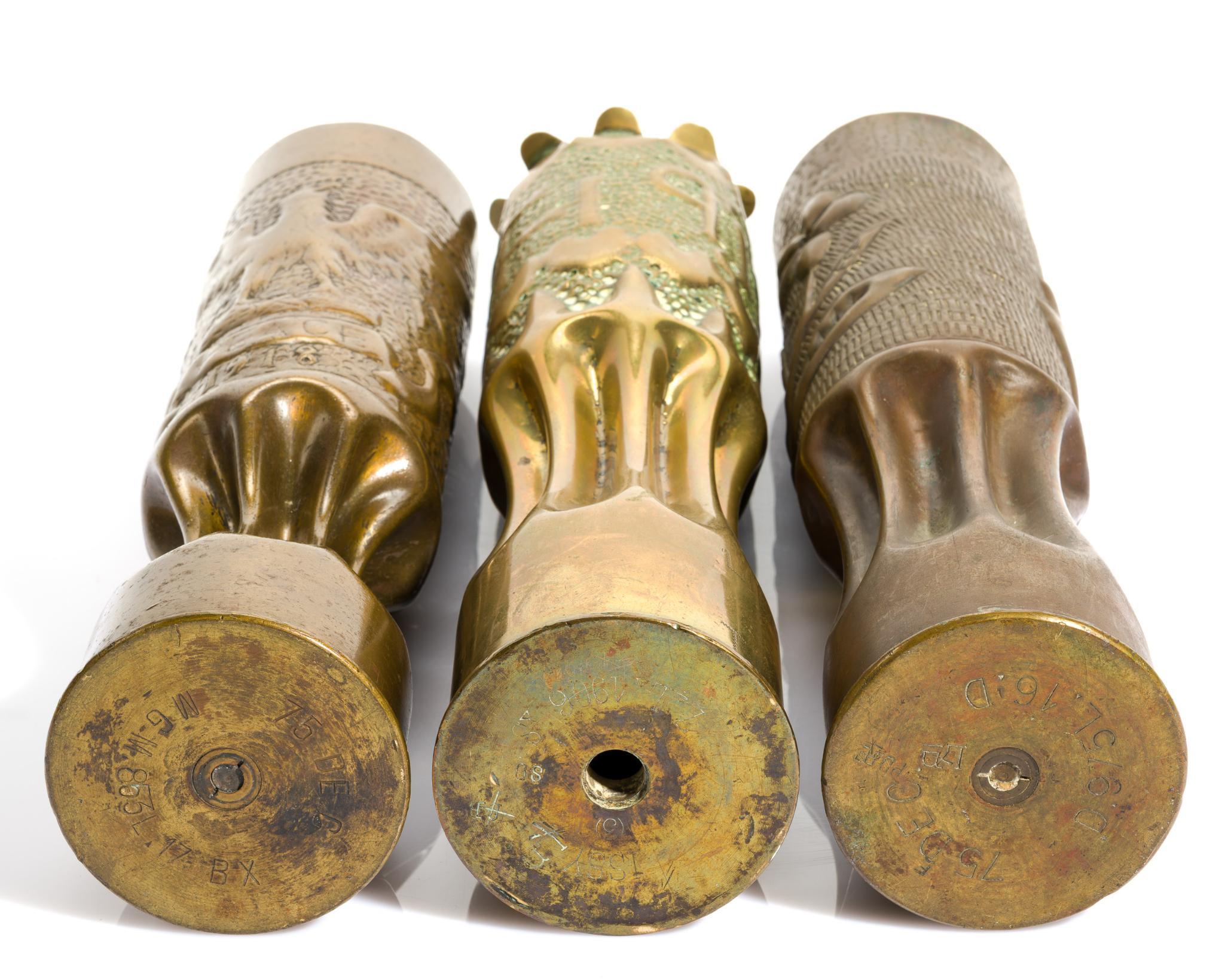 3 WWI Trench Art Shells