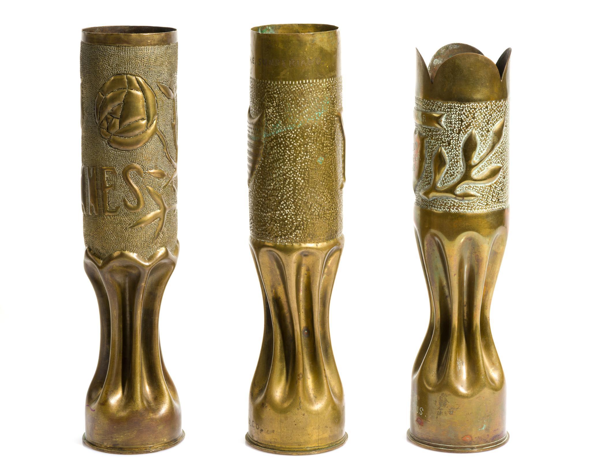 3 WWI Trench Art Shells