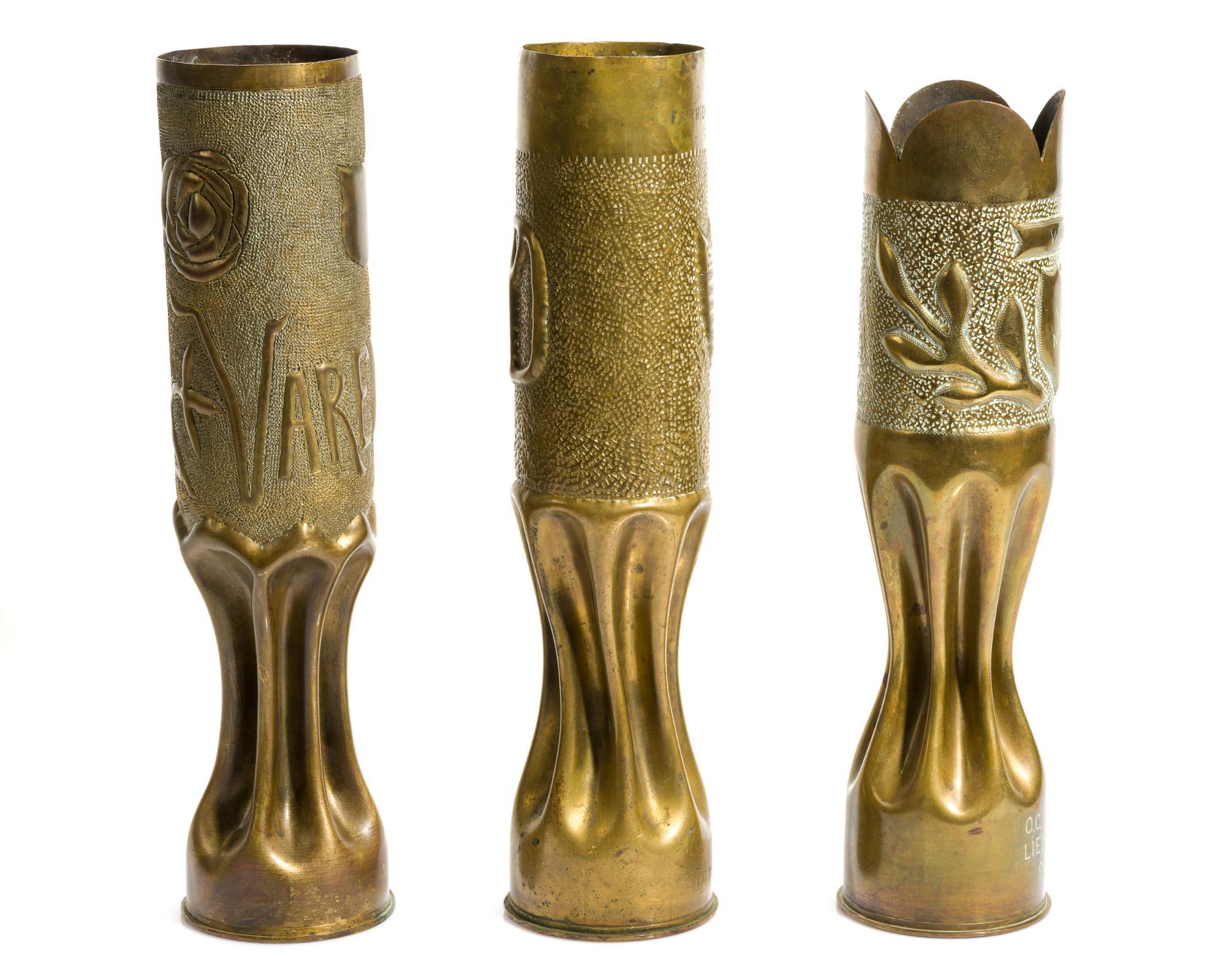 3 WWI Trench Art Shells