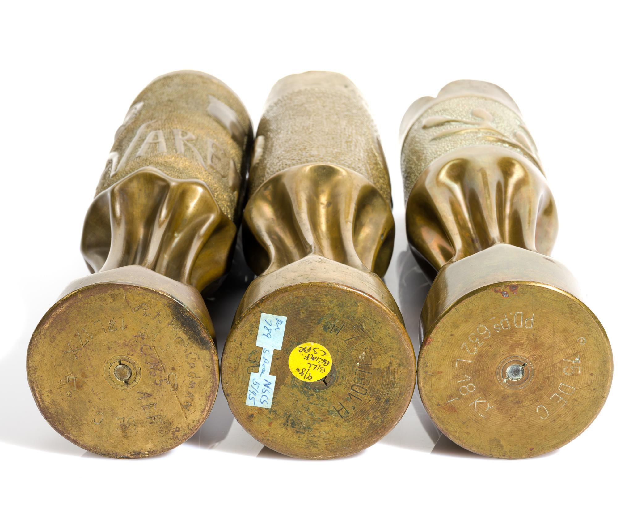 3 WWI Trench Art Shells