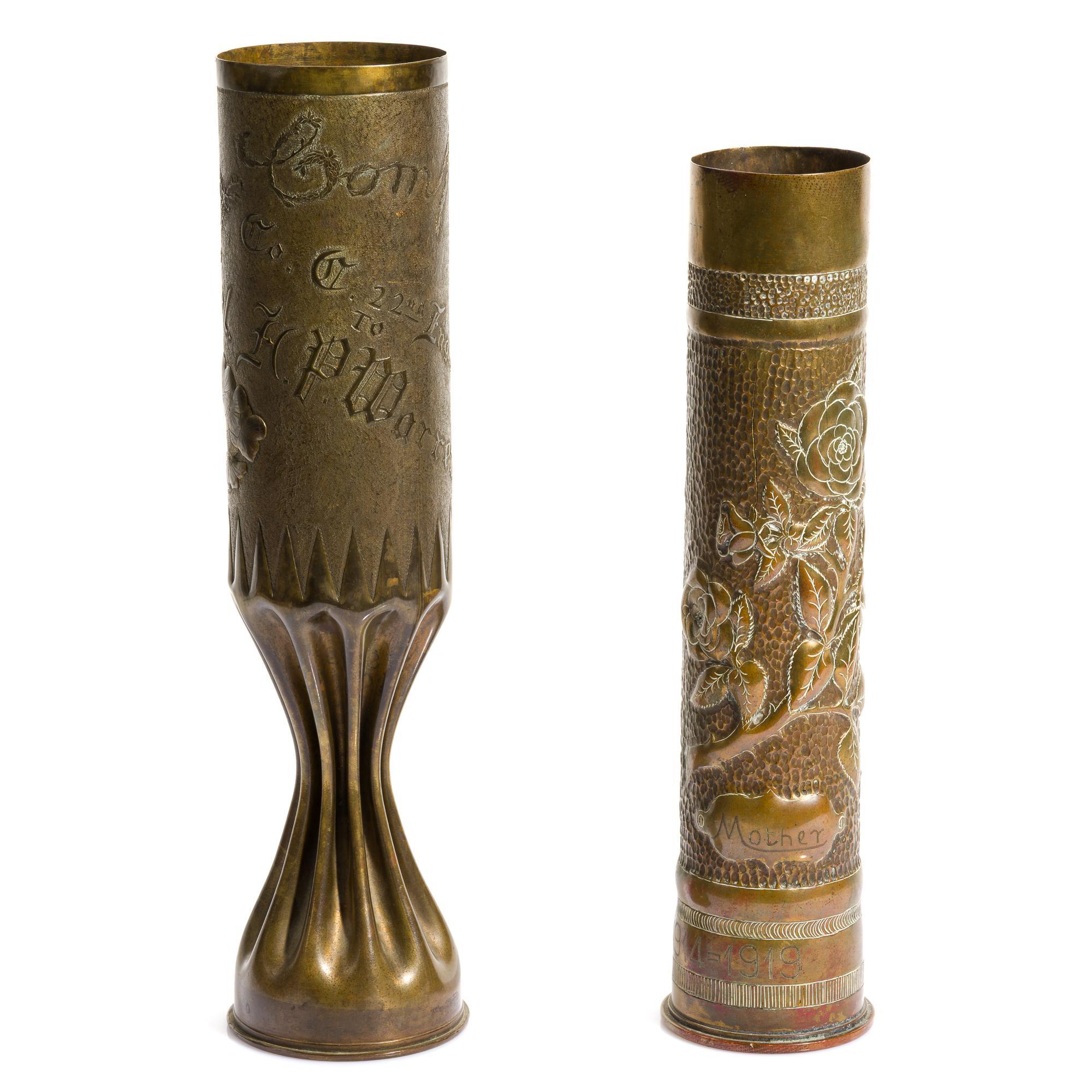 2 WWI Trench Art Shell