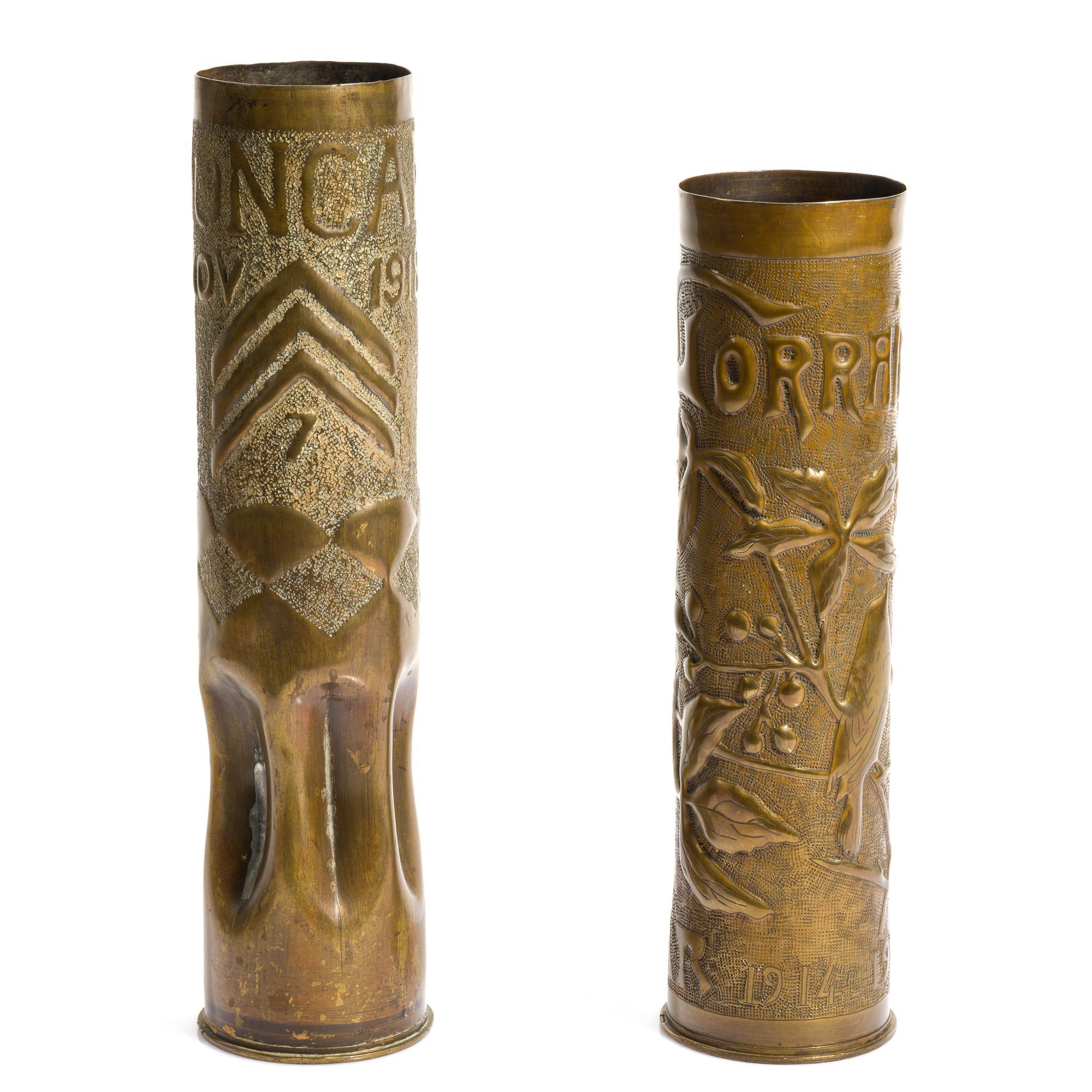 2 WWI Trench Art Shells