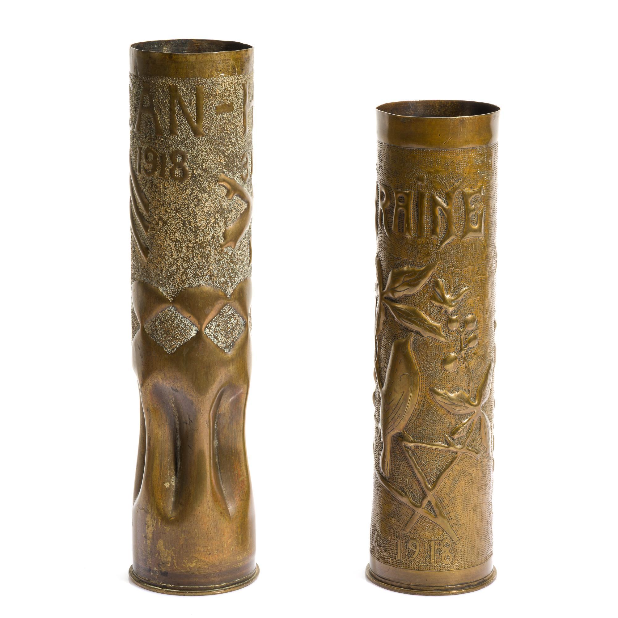 2 WWI Trench Art Shells