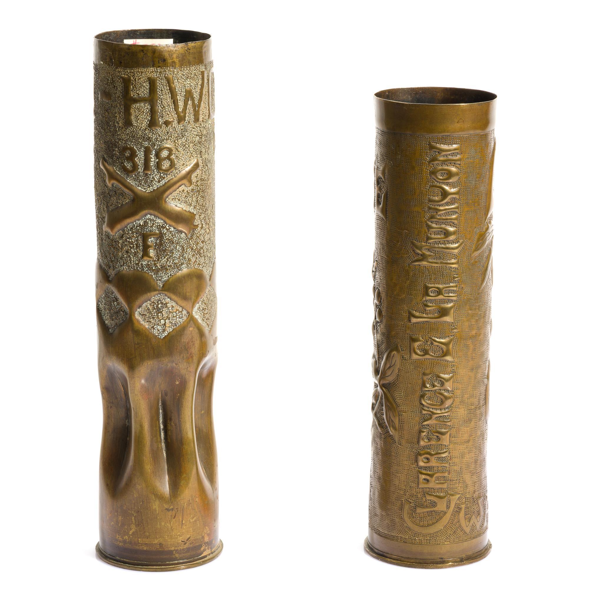 2 WWI Trench Art Shells