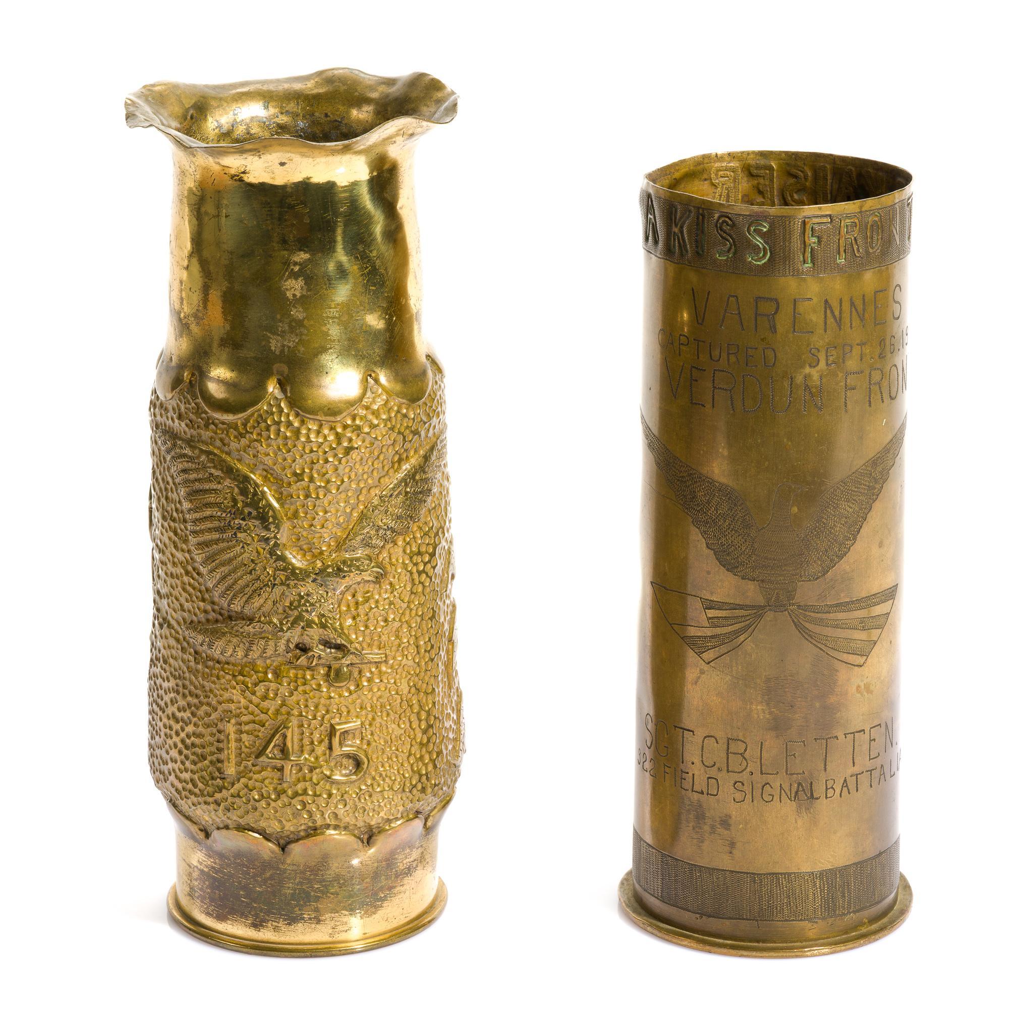 2 WWI Trench Art Shells