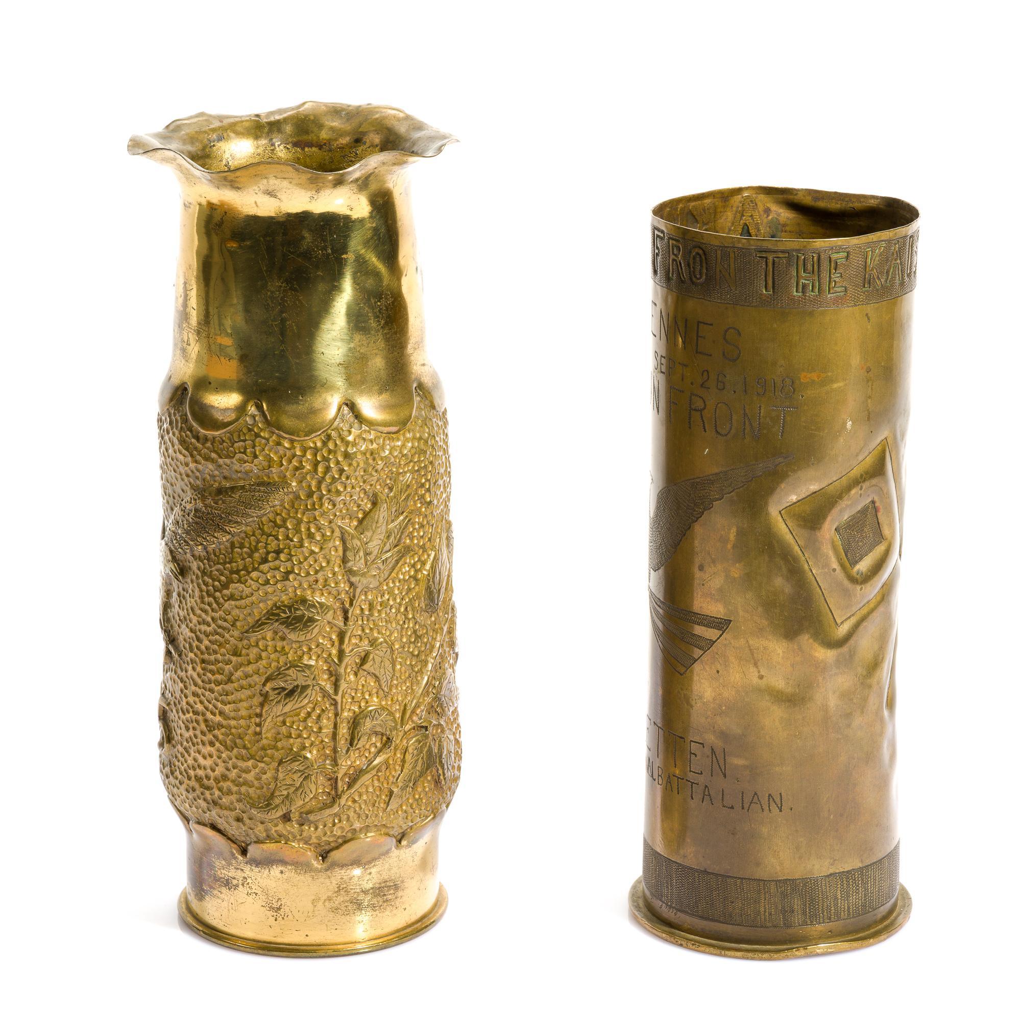 2 WWI Trench Art Shells