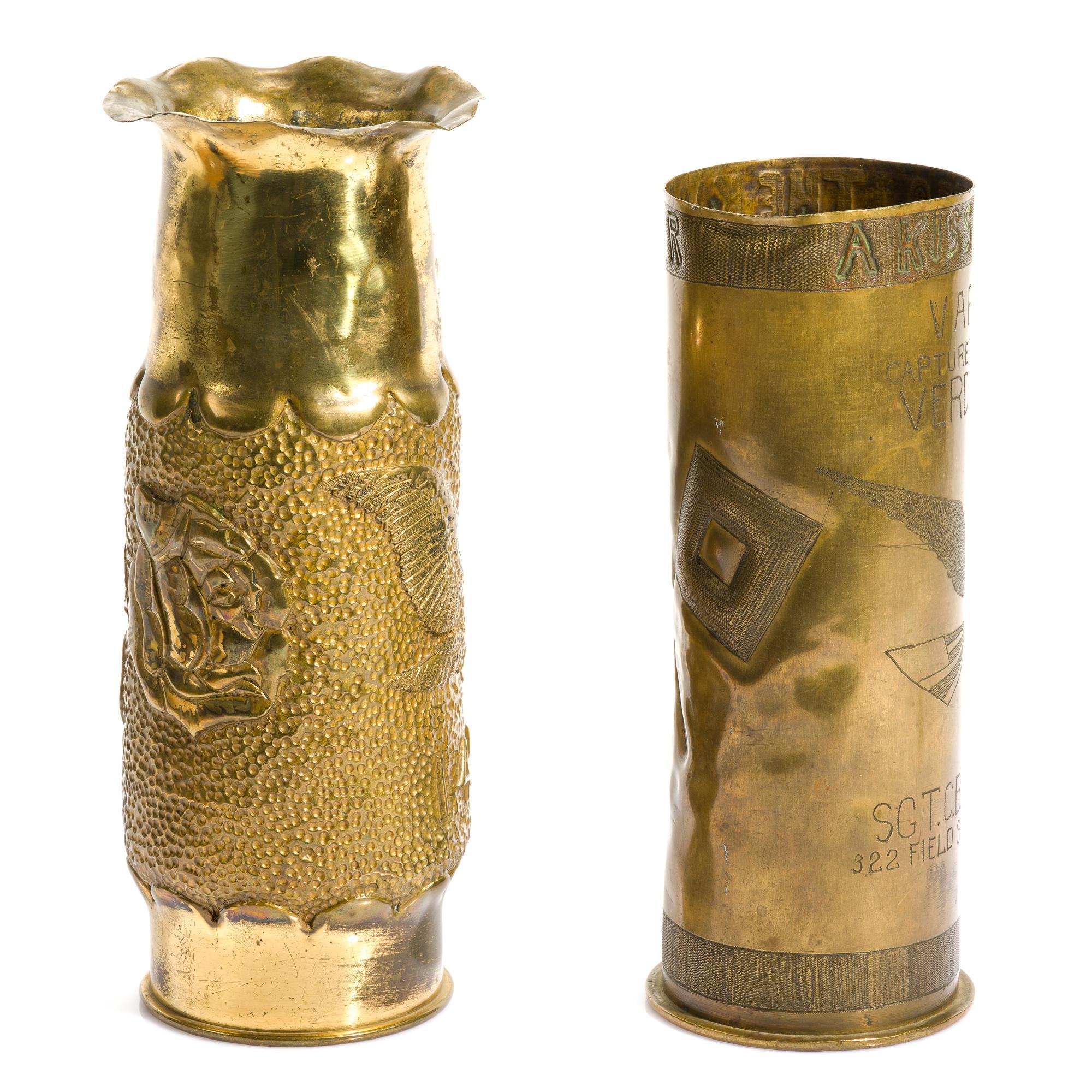 2 WWI Trench Art Shells