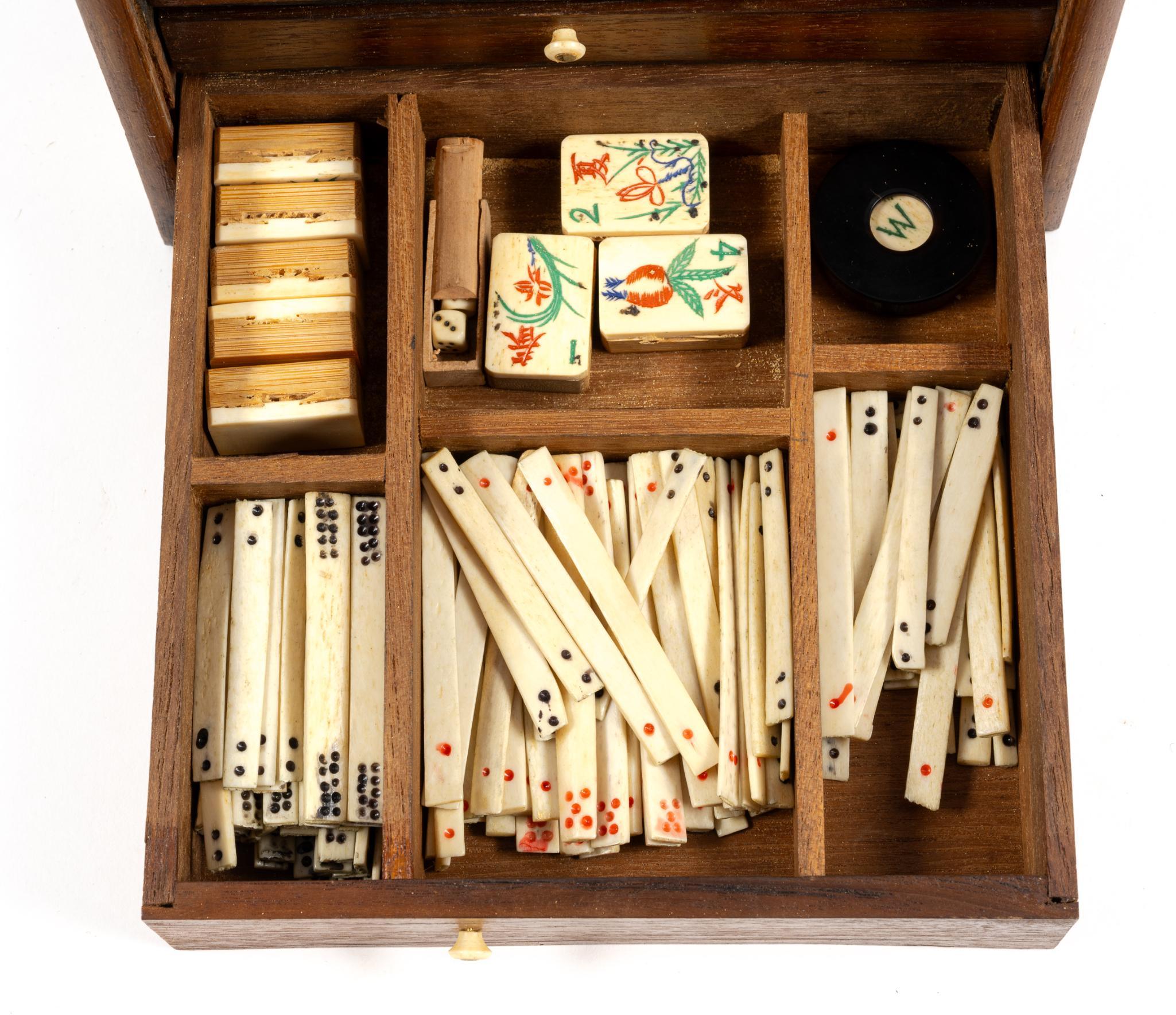 Vintage Chinese Hardwood Mahjong Set