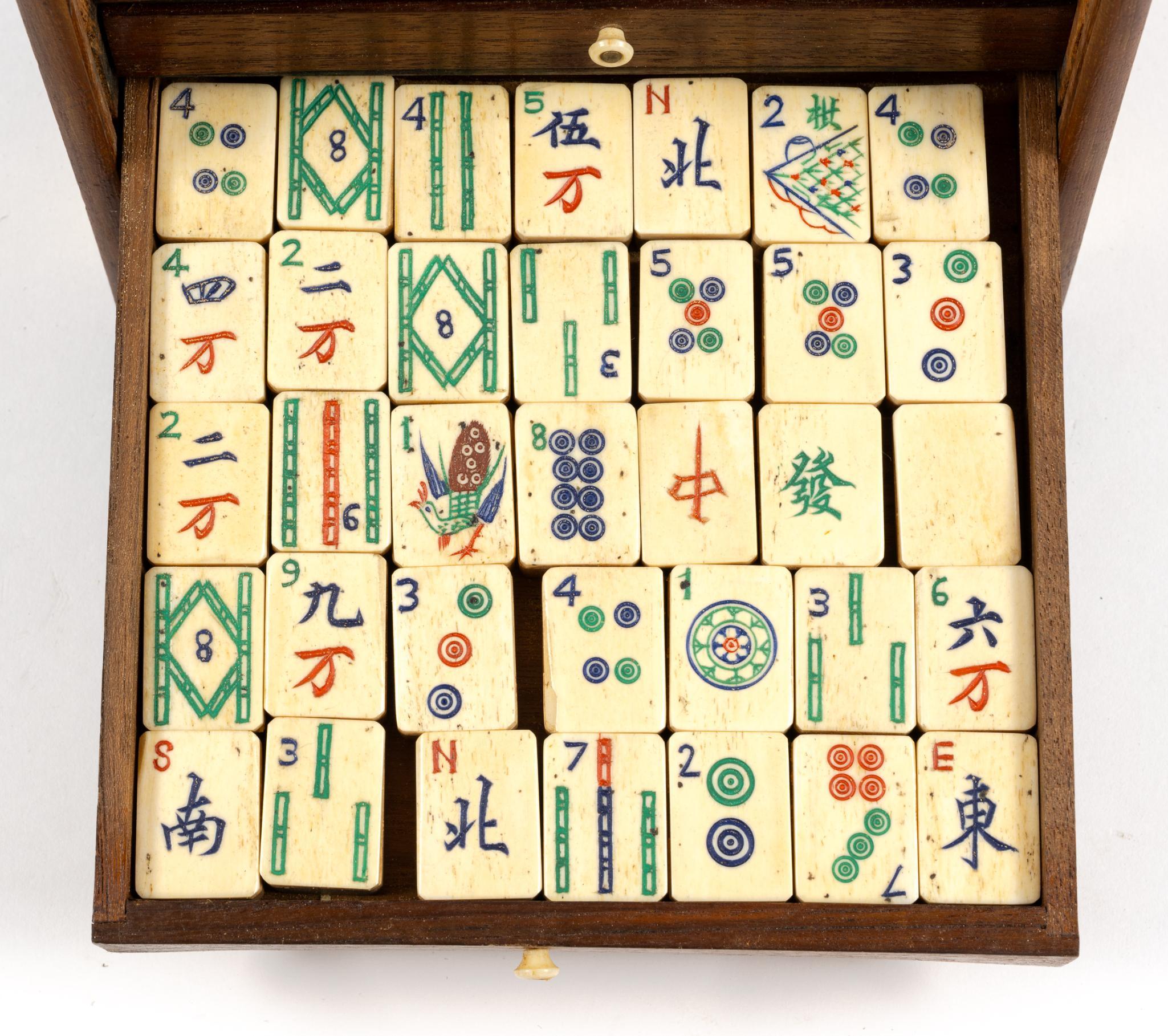 Vintage Chinese Hardwood Mahjong Set