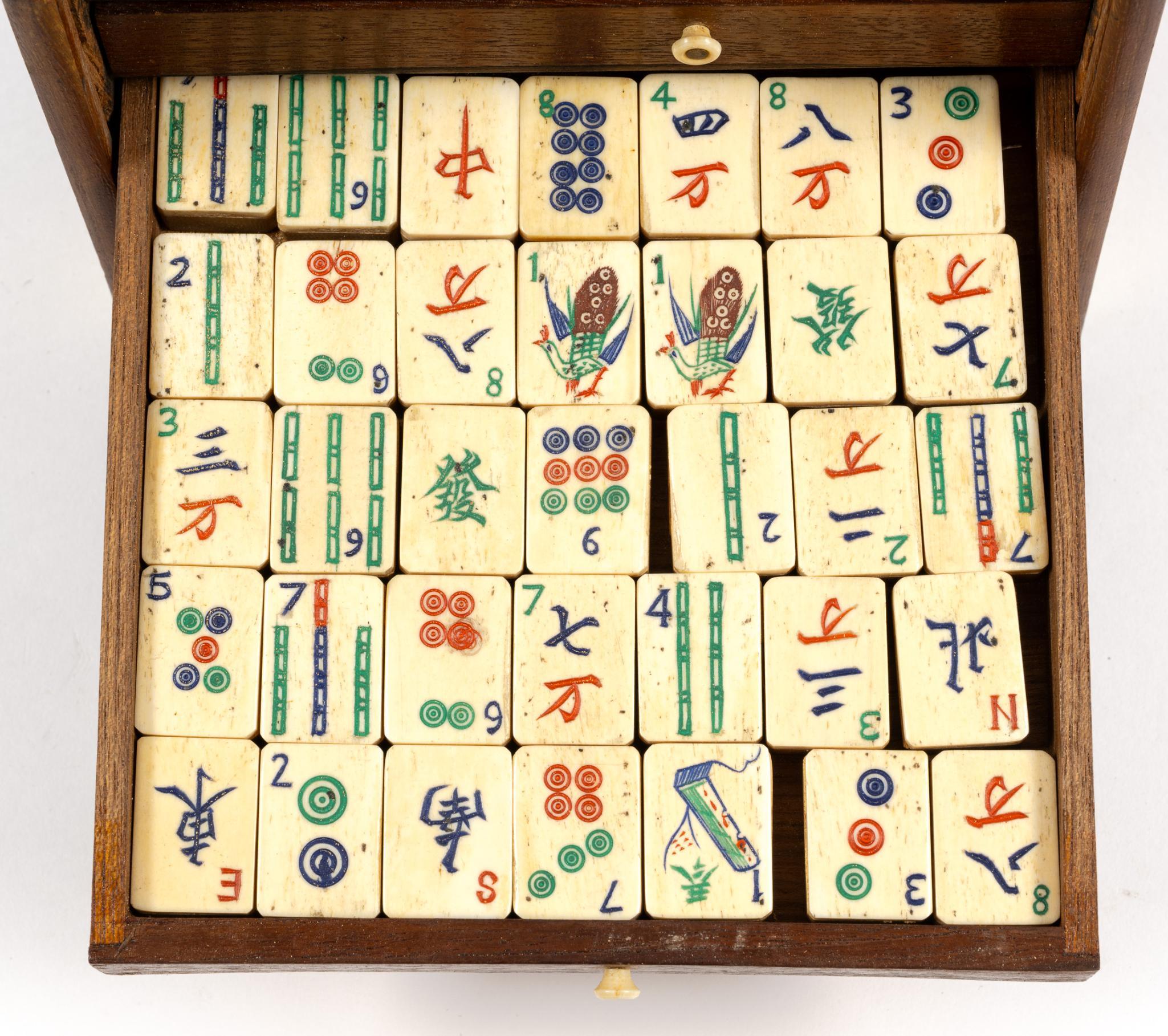 Vintage Chinese Hardwood Mahjong Set