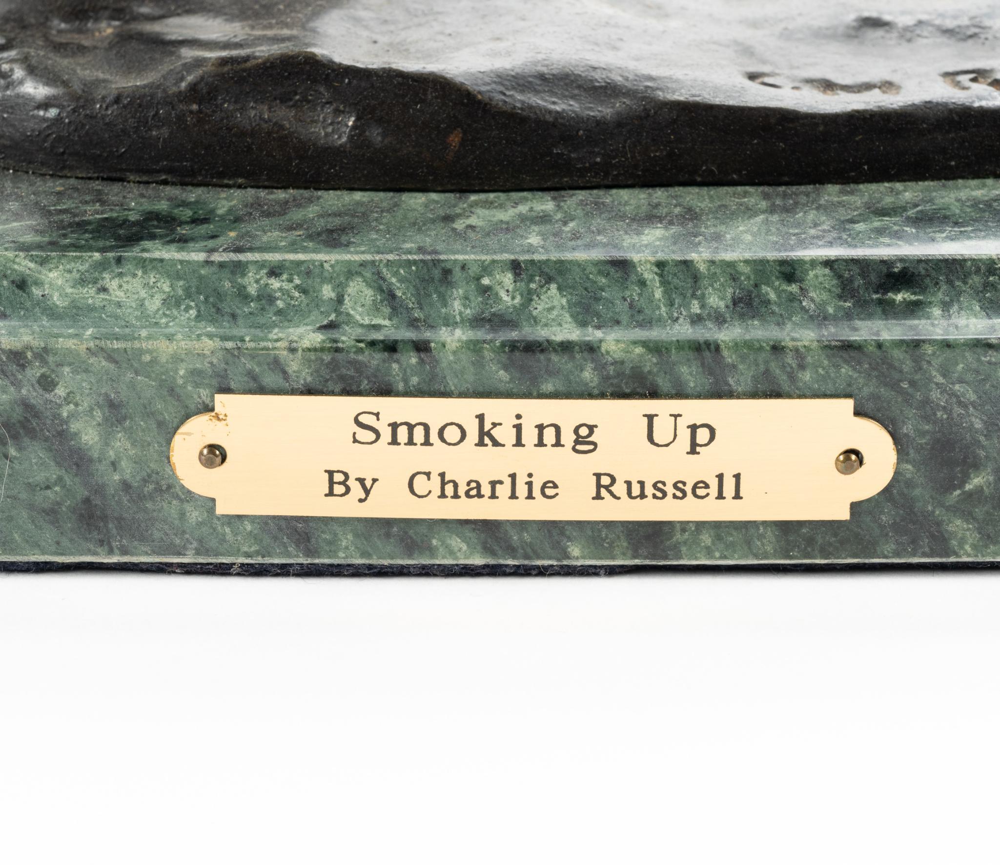 After Charles Marion Russell "Smoking Up" Bronze Sculpture