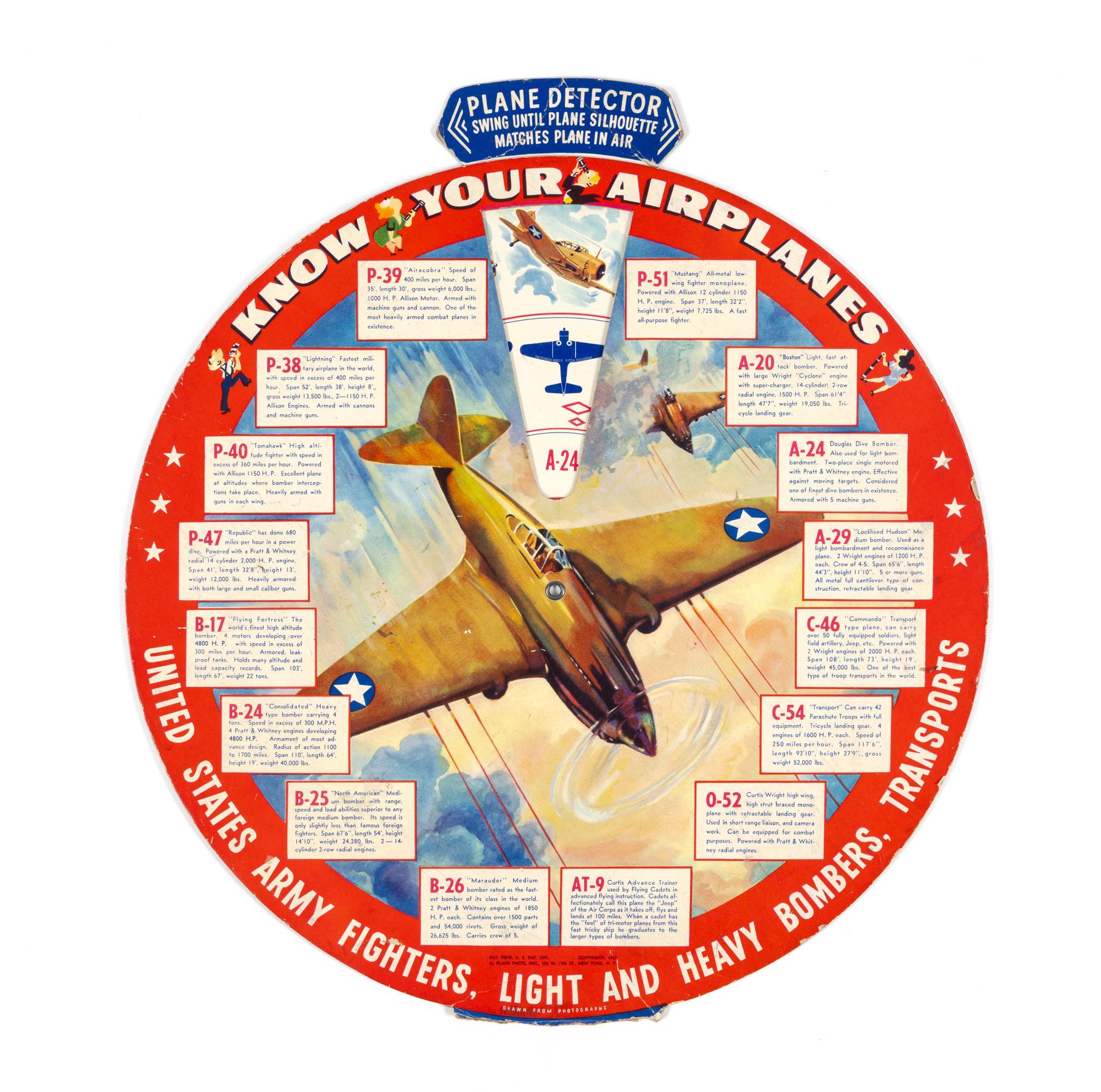 World War II "Know Your Airplanes" ID Wheel Chart