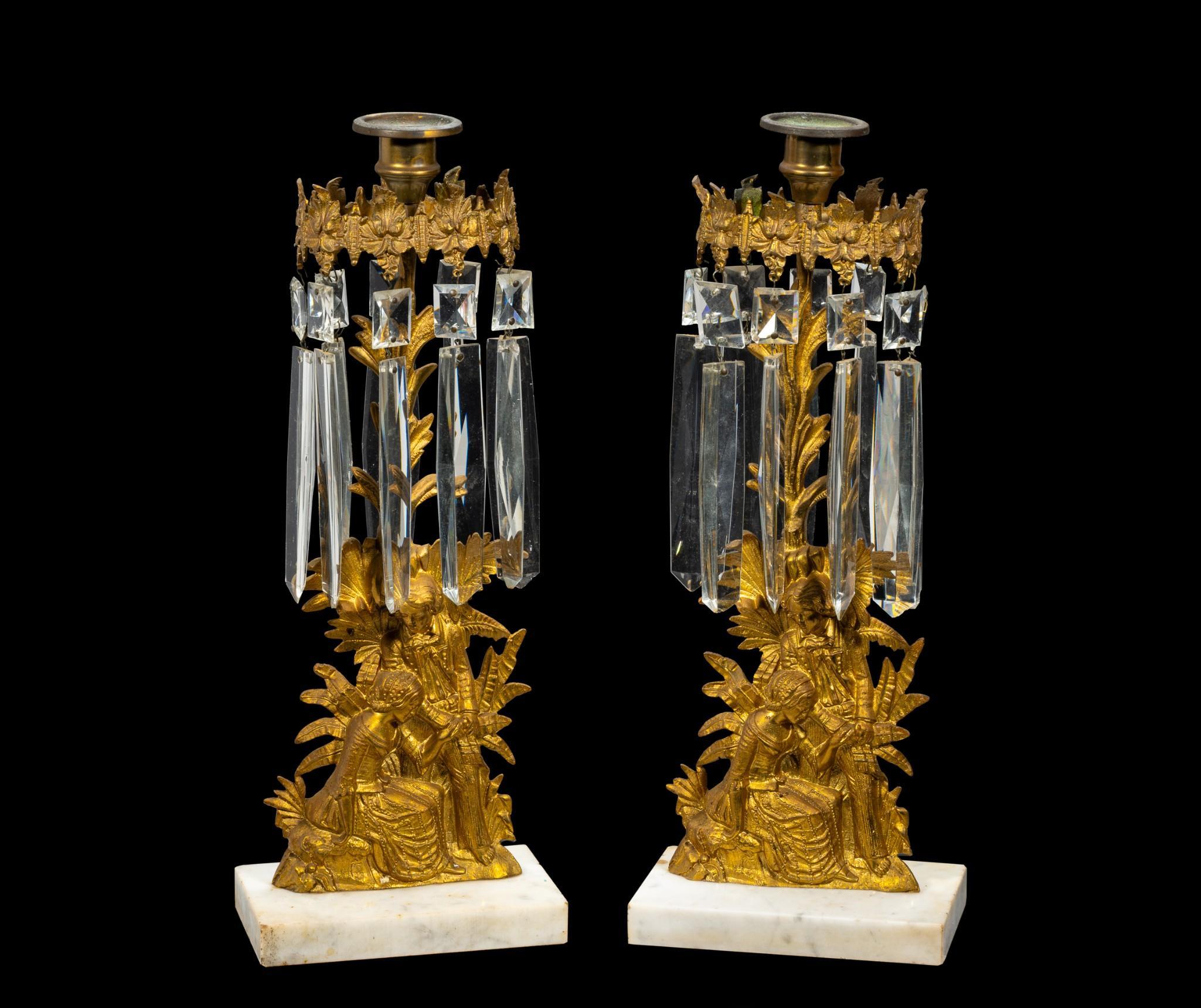 Pair of 19th C Rococo Revival Girandole Candlesticks