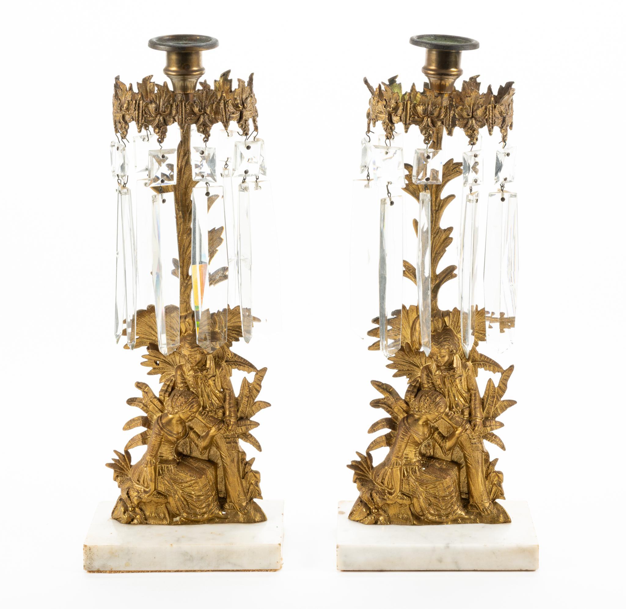 Pair of 19th C Rococo Revival Girandole Candlesticks