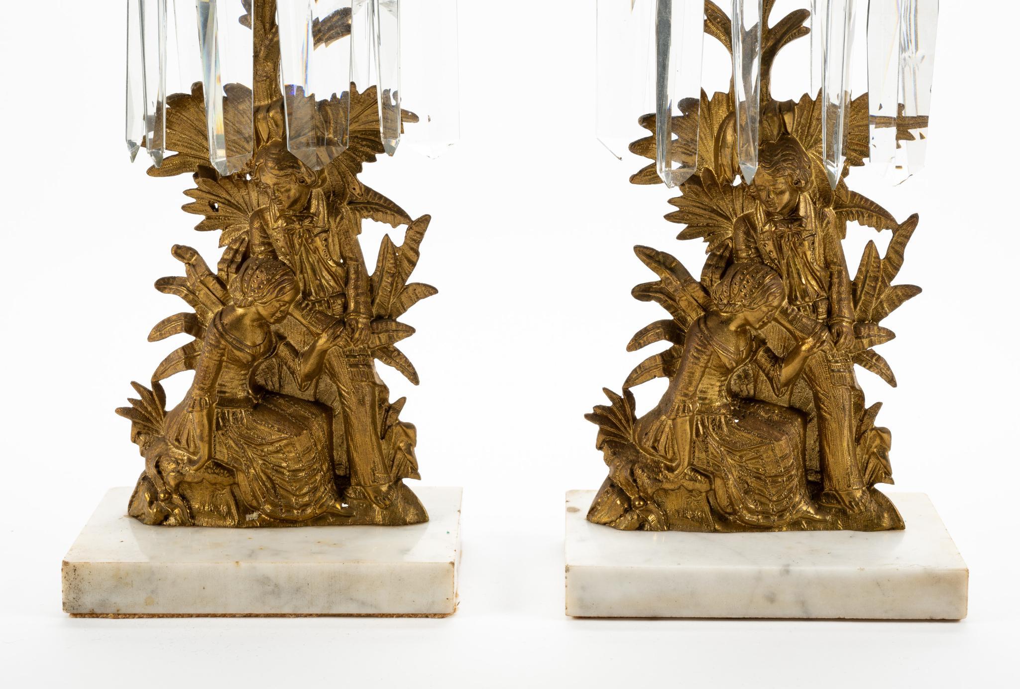 Pair of 19th C Rococo Revival Girandole Candlesticks