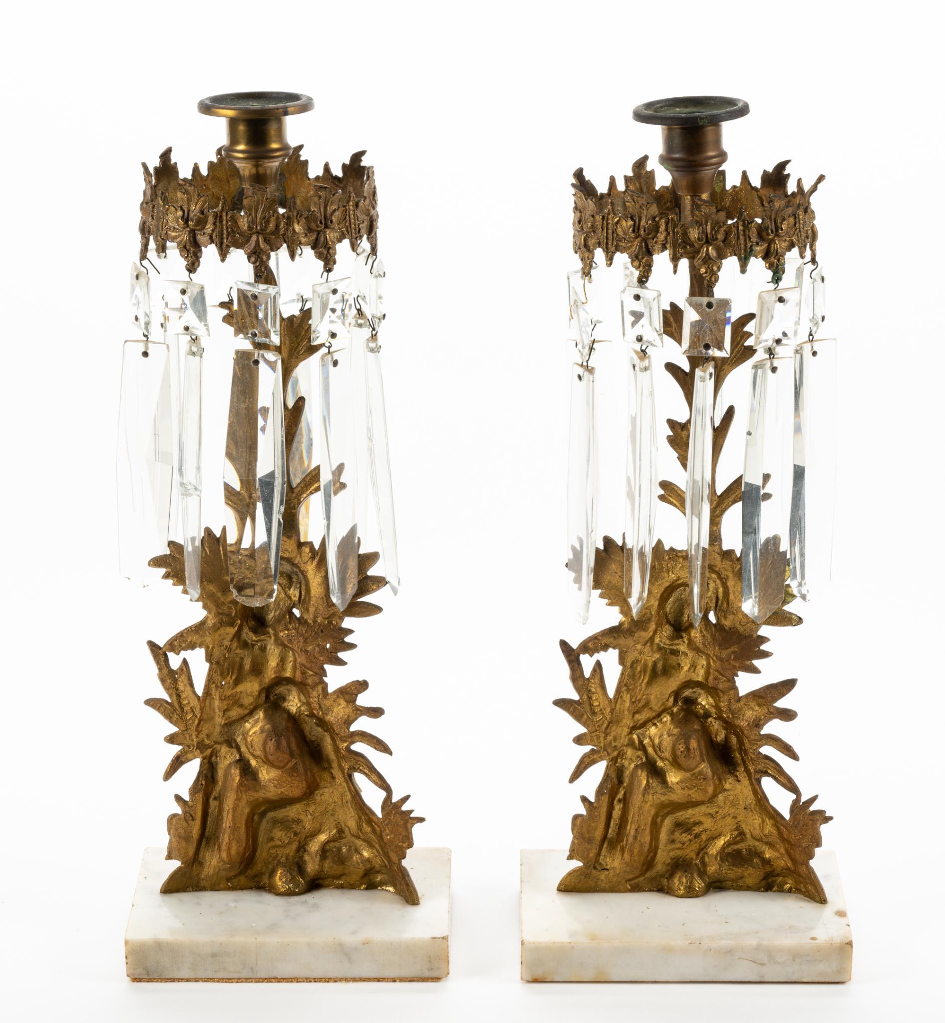 Pair of 19th C Rococo Revival Girandole Candlesticks
