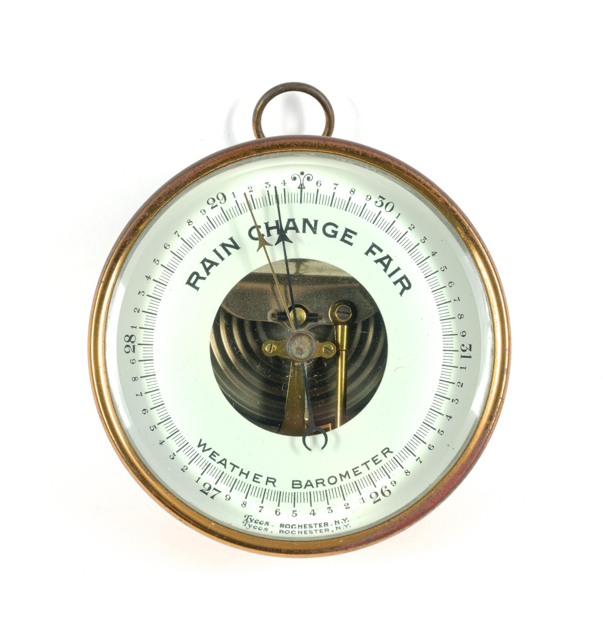 Tycos Open Face Brass Aneroid Barometer
