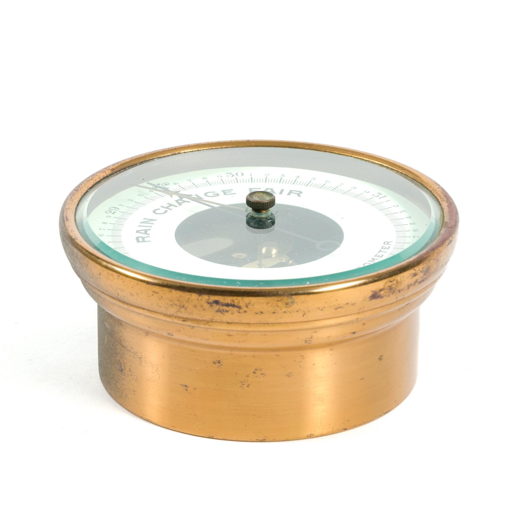 Tycos Open Face Brass Aneroid Barometer