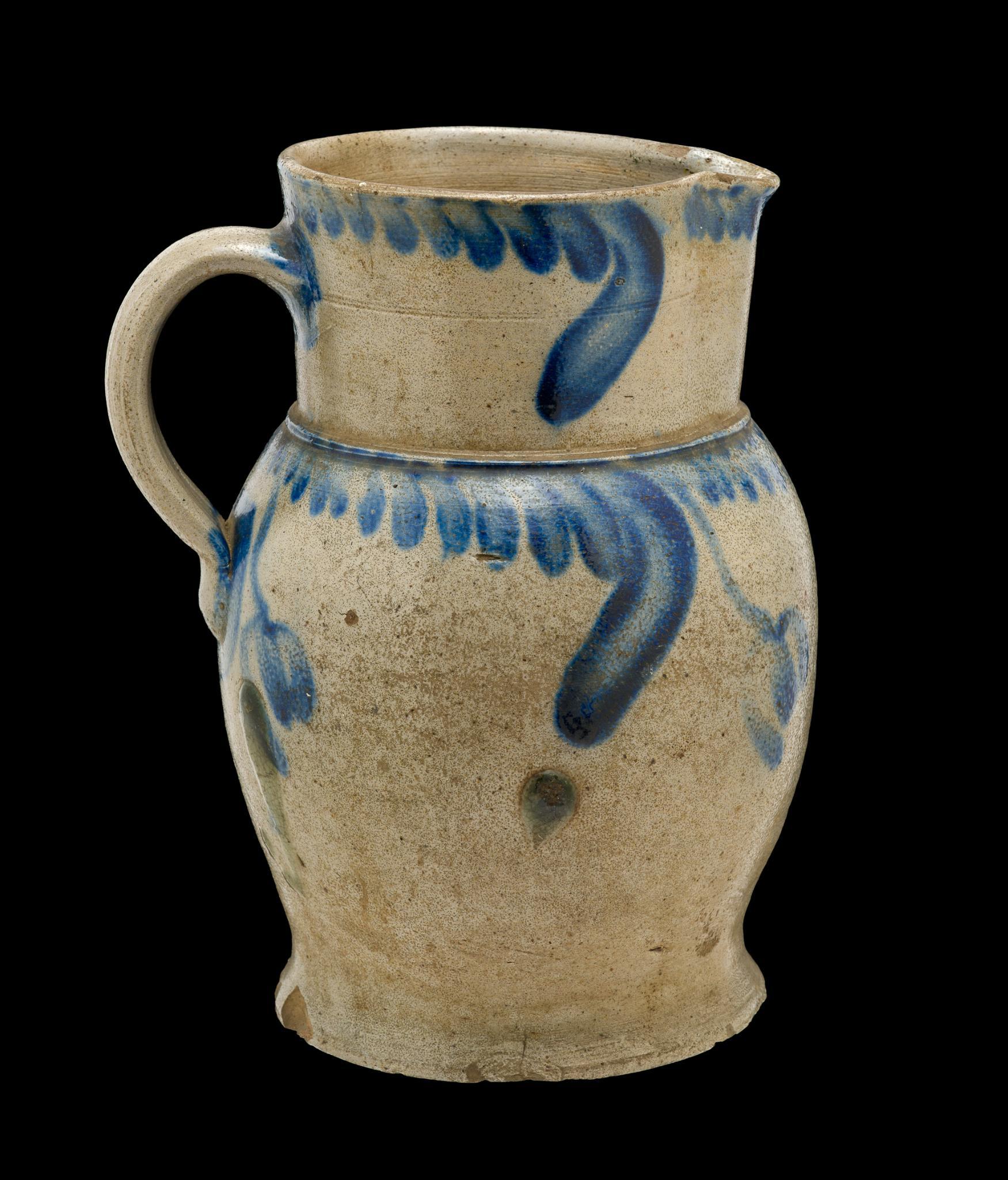 19th Century Baltimore, Maryland Cobalt Decorated Stoneware Pitcher