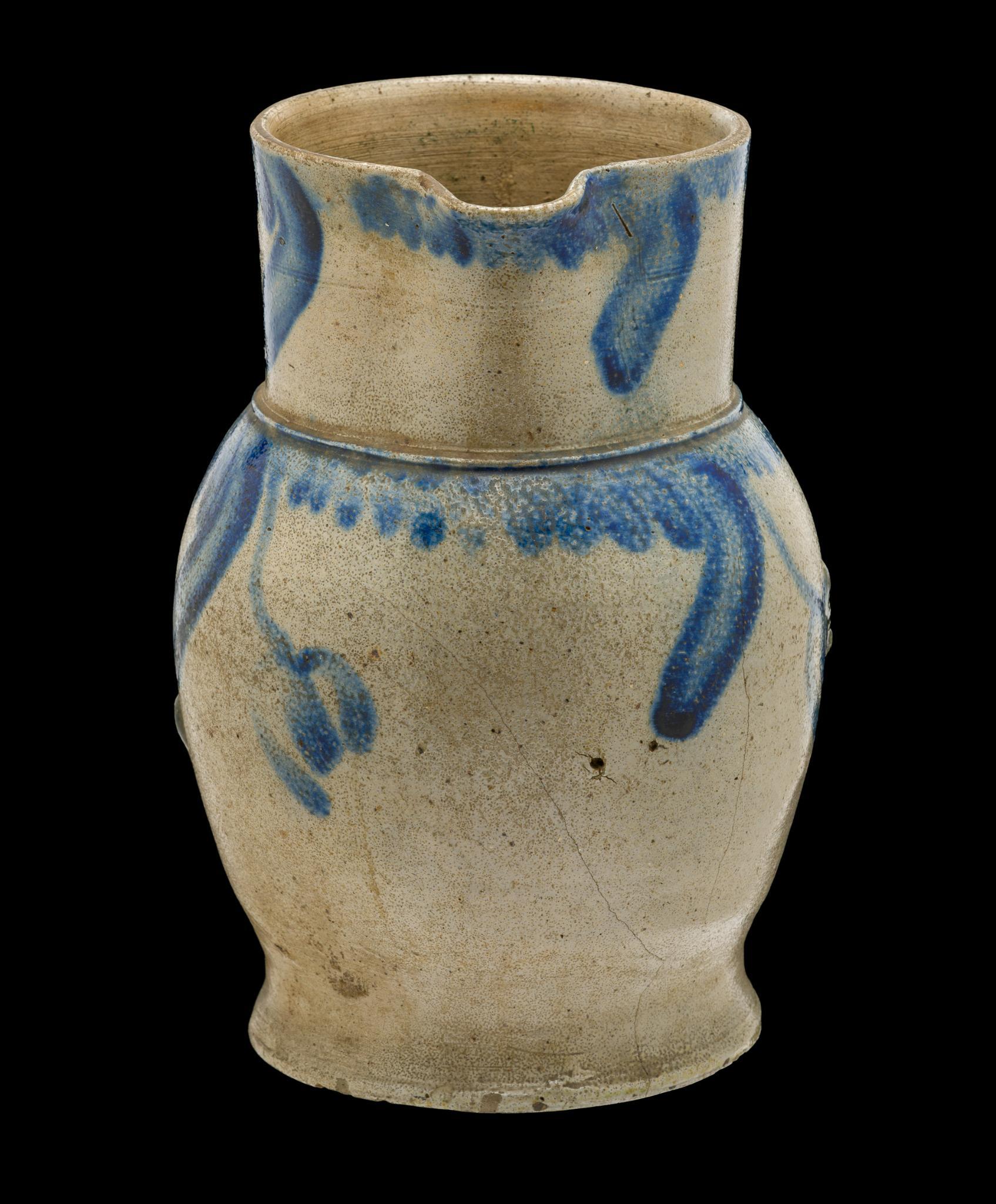 19th Century Baltimore, Maryland Cobalt Decorated Stoneware Pitcher
