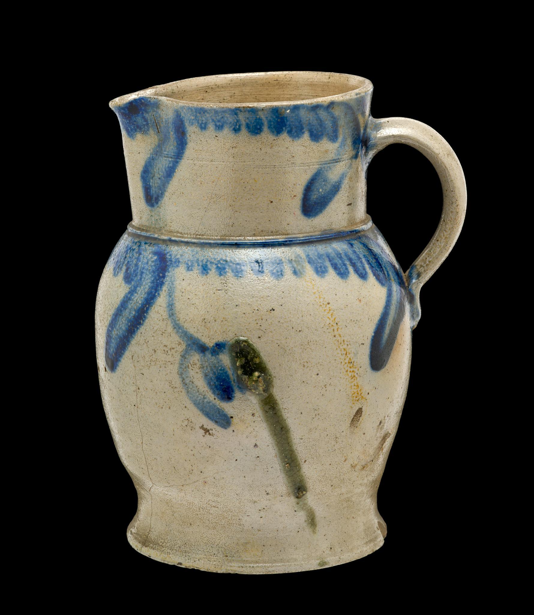 19th Century Baltimore, Maryland Cobalt Decorated Stoneware Pitcher