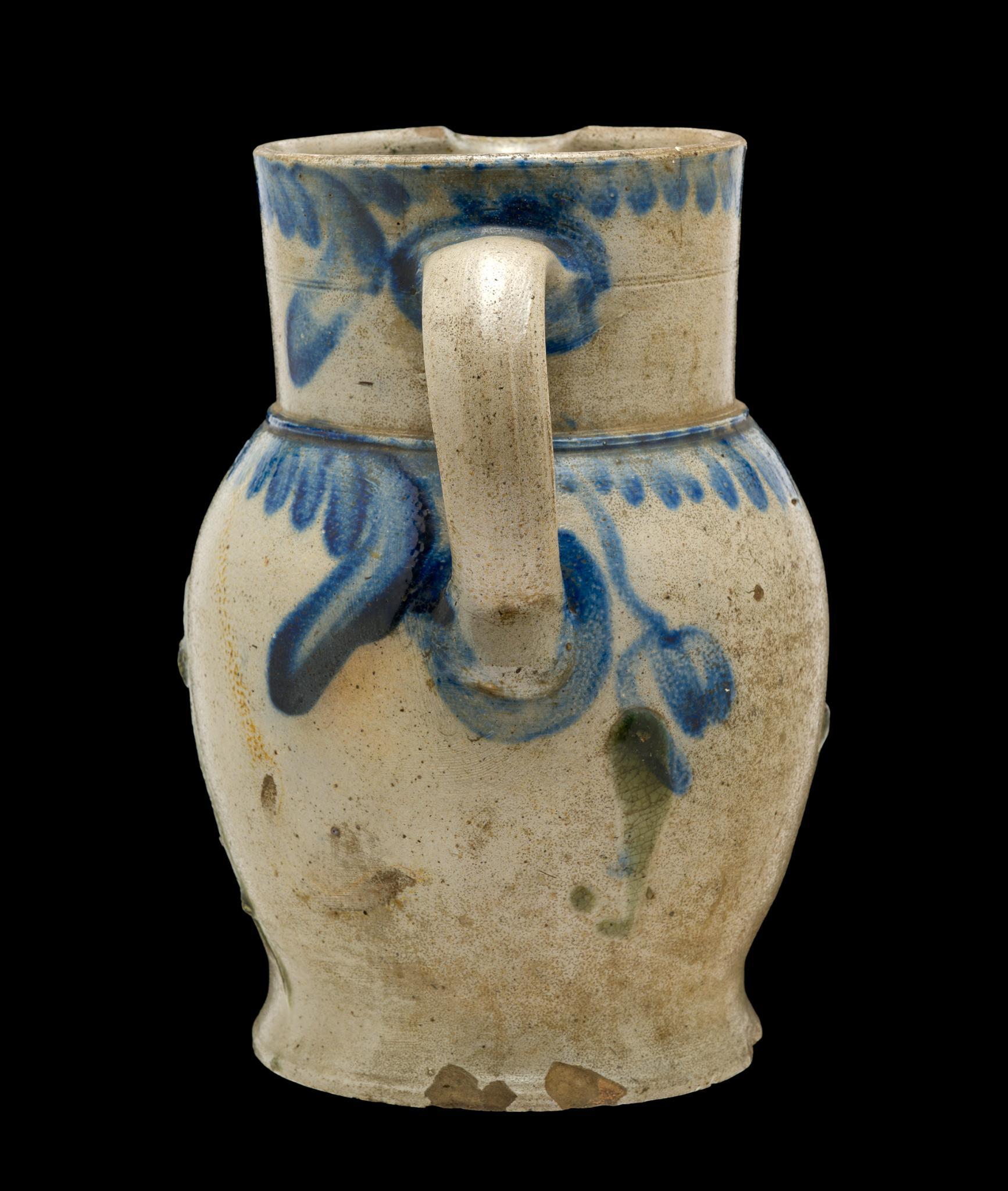 19th Century Baltimore, Maryland Cobalt Decorated Stoneware Pitcher