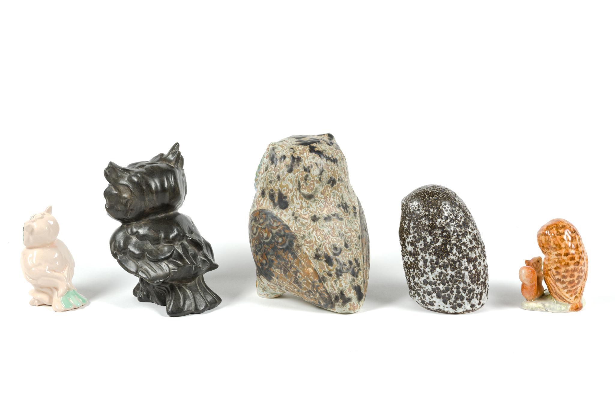 5 Ceramic Owls Incl. Lladro & Pigeon Forge Pottery