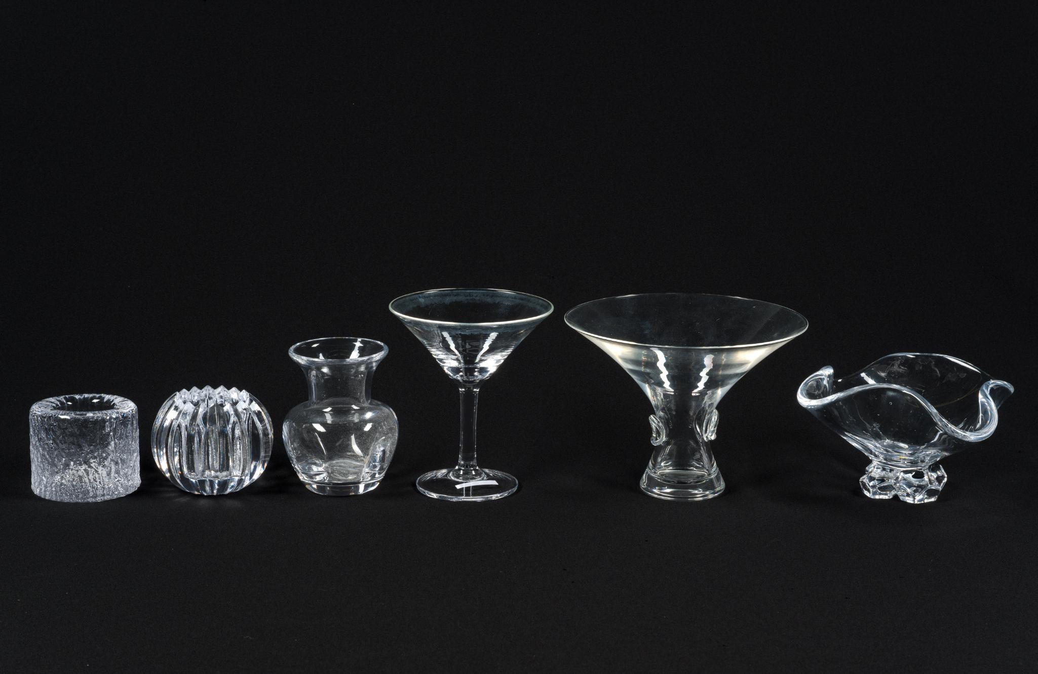 6 Signed Cut Glass Incl. Simon Pearce & Steuben