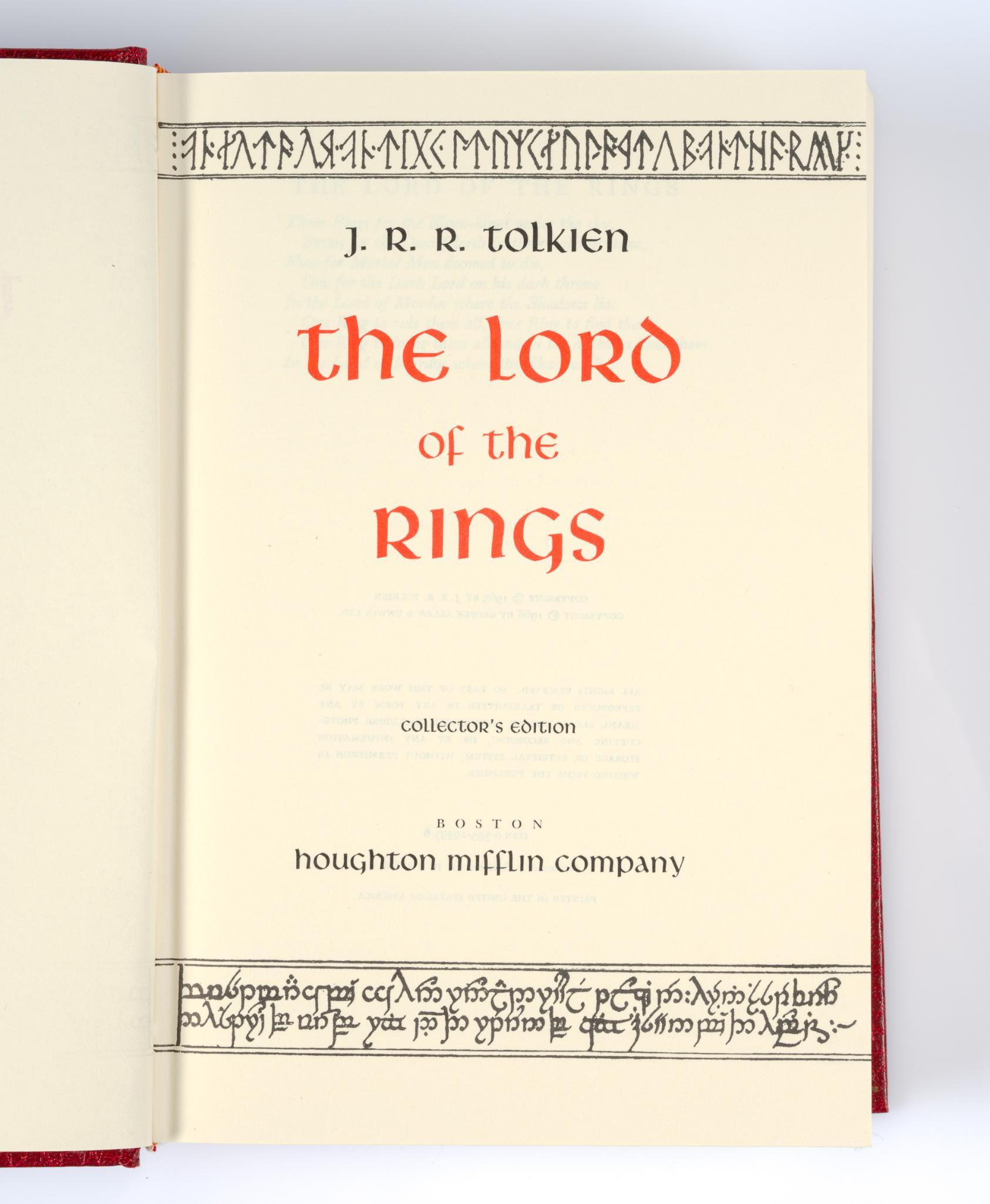 Houghton Mifflin Collectors Edition "The Hobbit" & "The Lord Of The Rings"