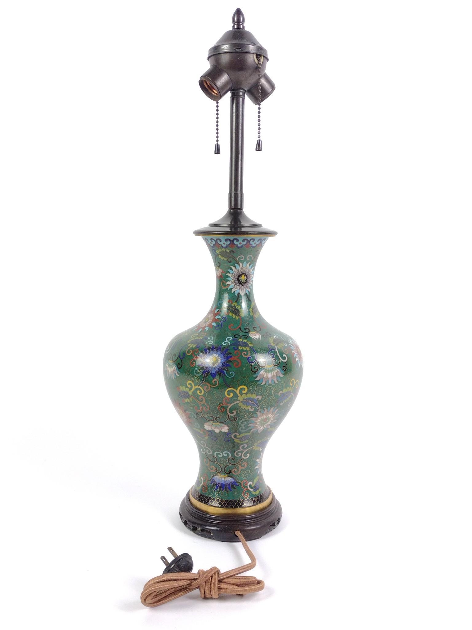 Vintage Cloisonne Enamel Table Lamp