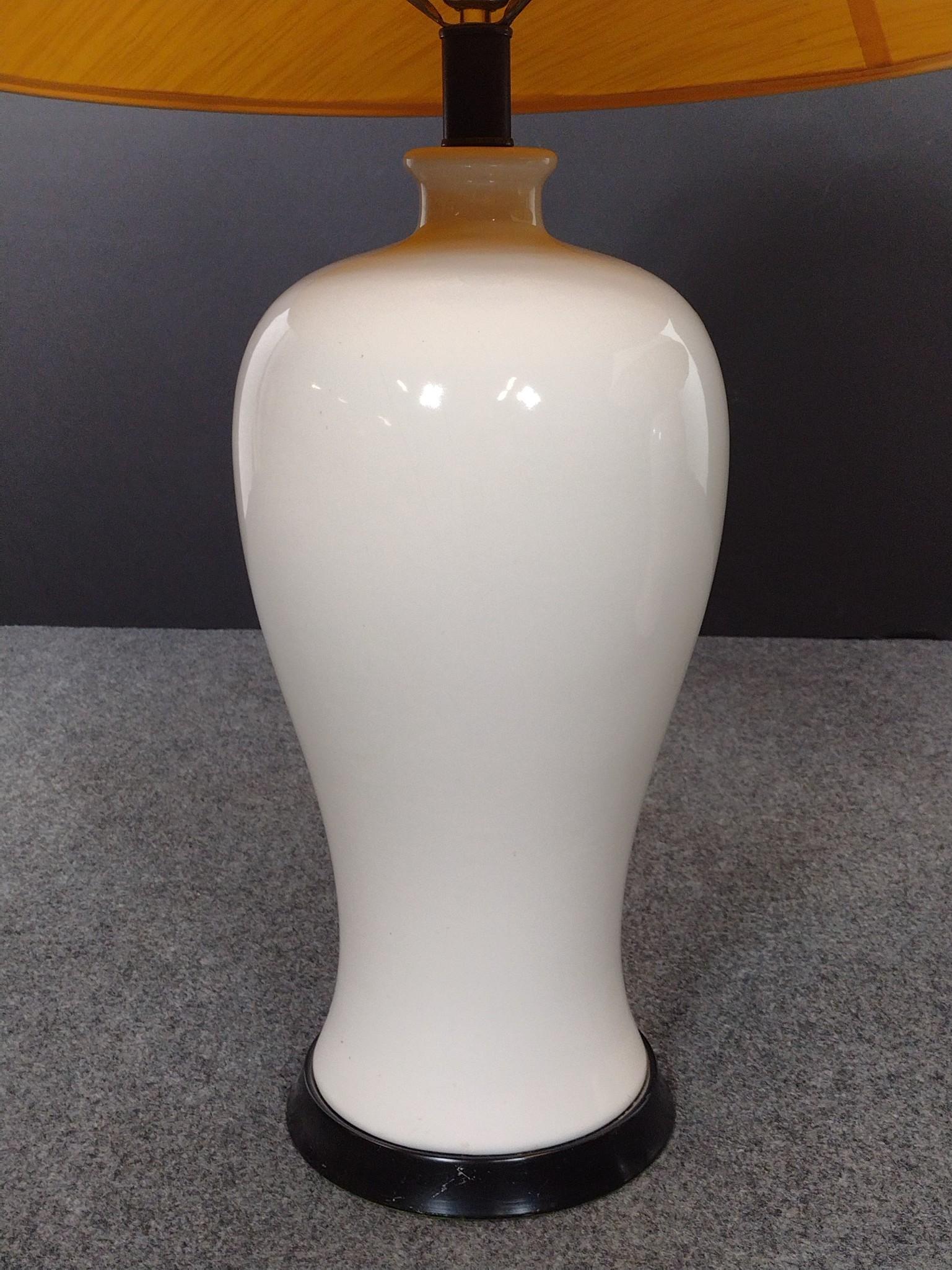 Pair of Cream Glazed Ceramic Table Lamps