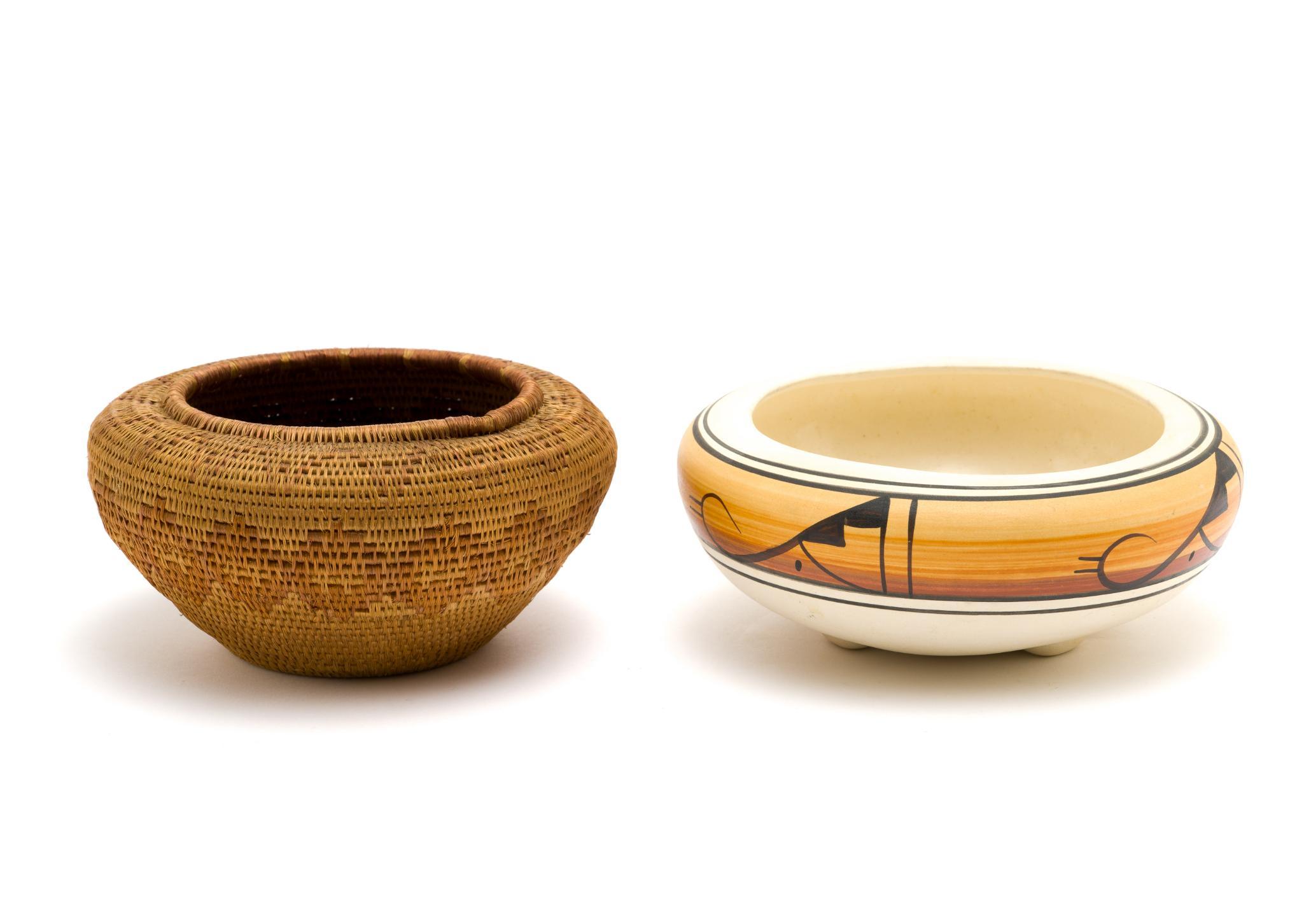 Native American Basket & Native American Bowl
