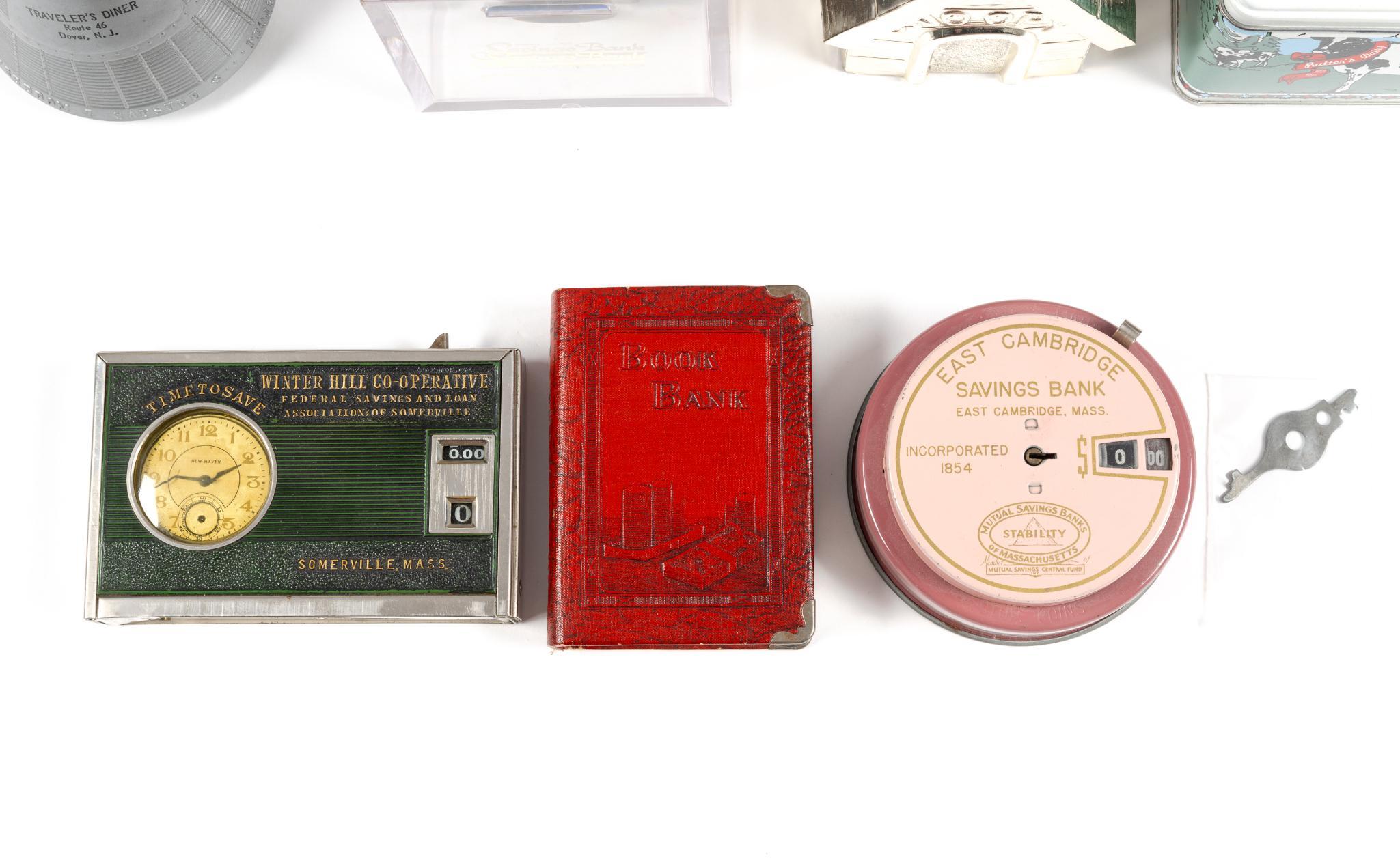 14 Tin & Cast Iron Banks Incl. J & E Stevens "Watchdog Bank"