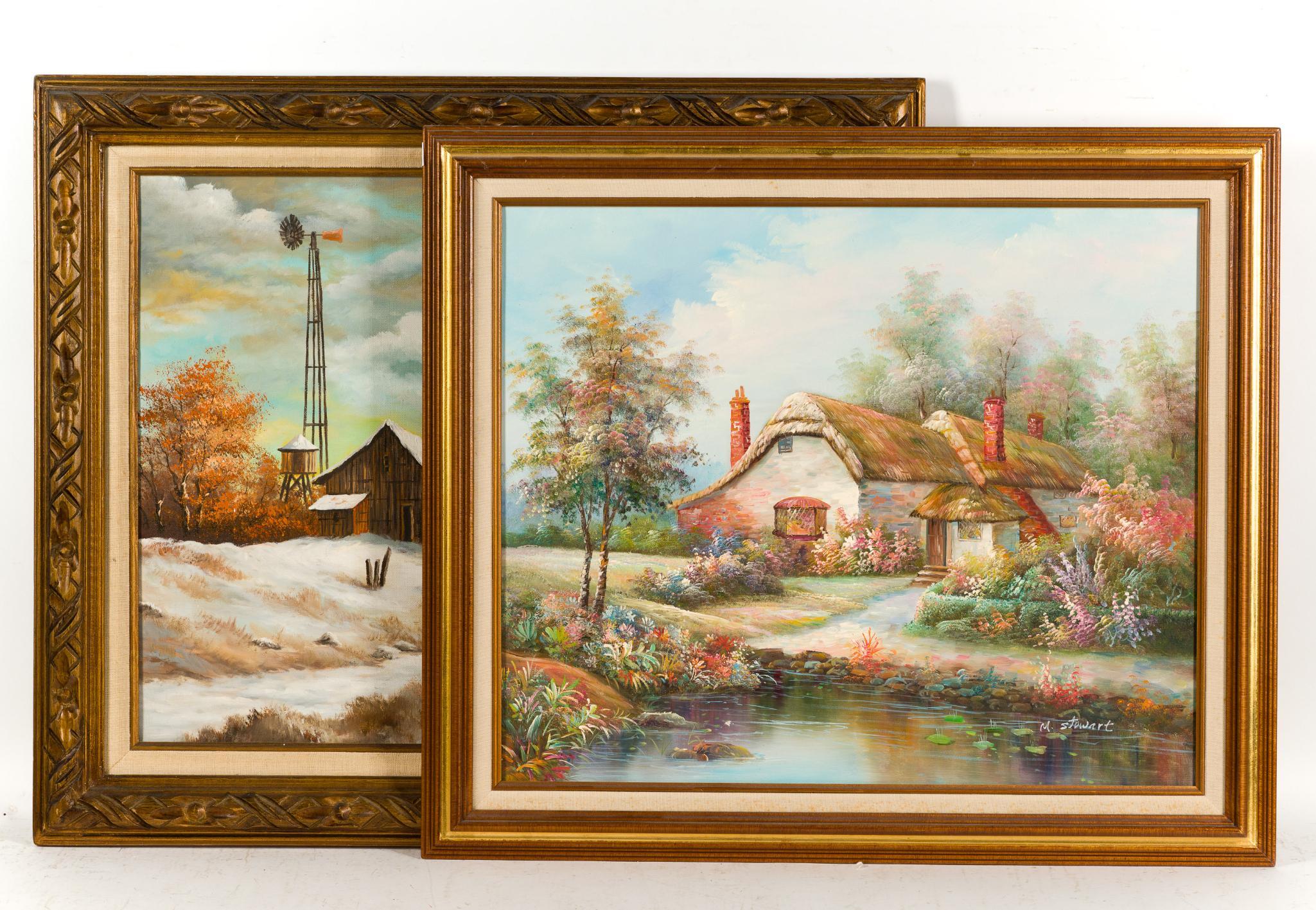 2 Farm Scene Landscape Paintings