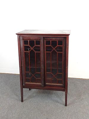 Chippendale Style Sliding Door Bookcase. Bookcase display cabinet. 29" wide X 17" deep X 42" 
