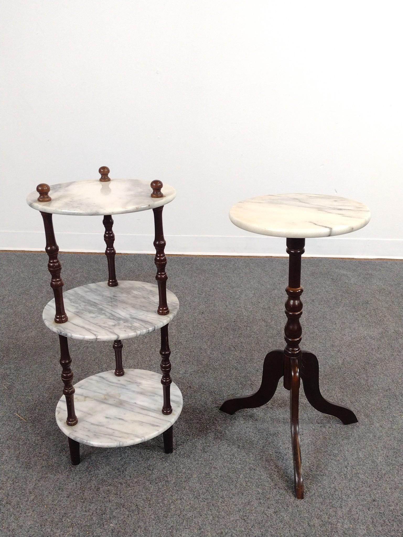 2 Marble Top Accent Stands