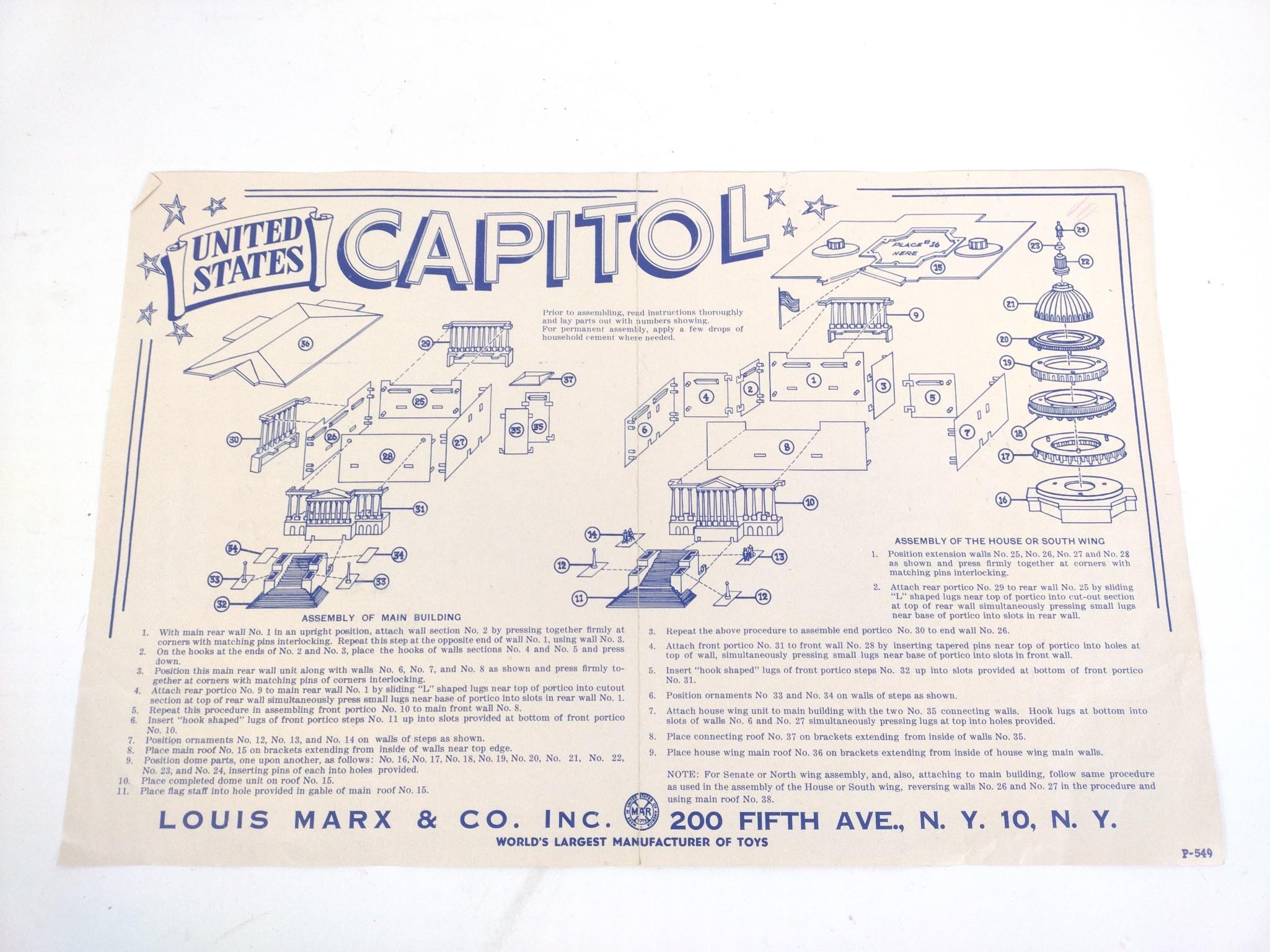 Louis Marx & Co. Model Capitol & American Presidents In Miniature
