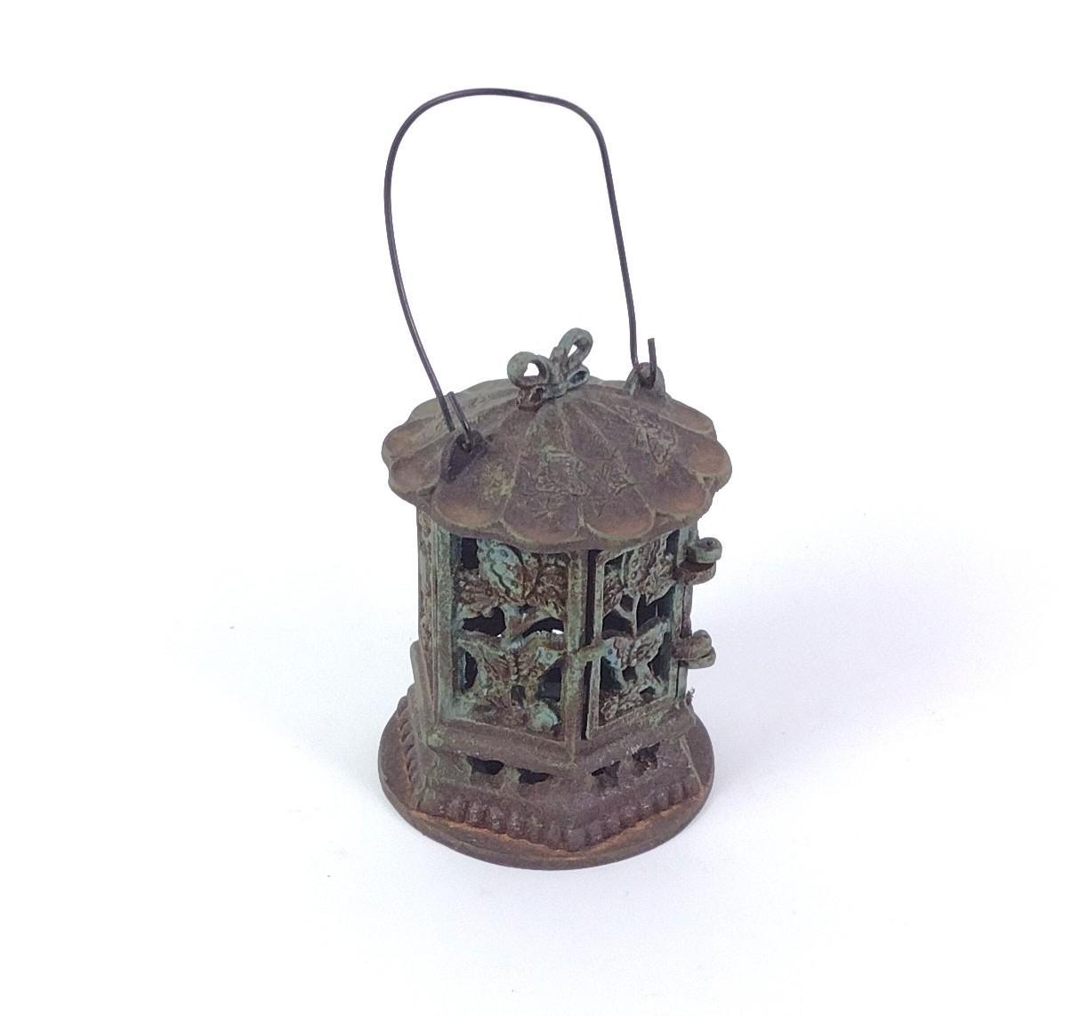 Hubley Persian Cat Door Stop & Cast Iron Bird Cage
