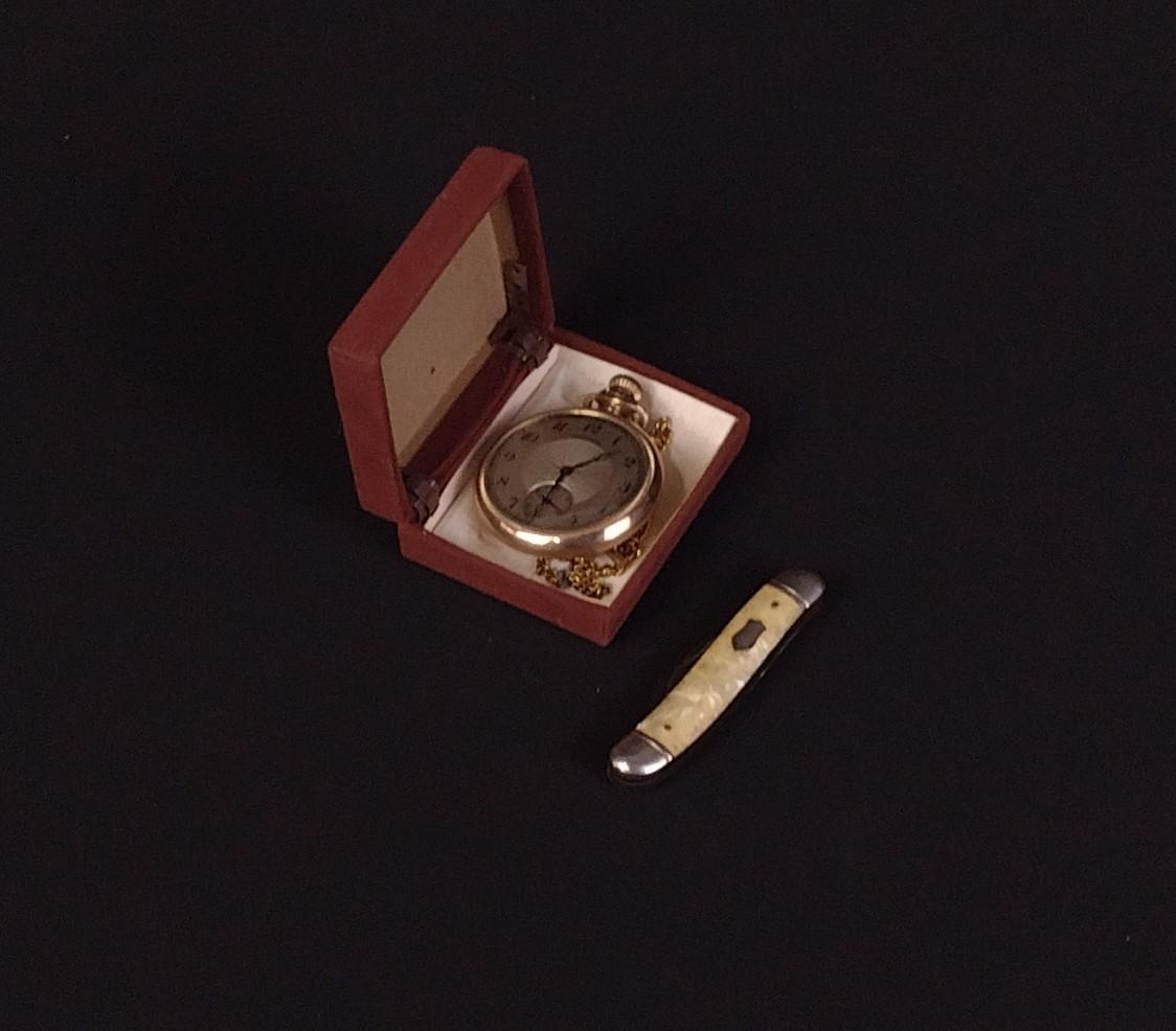 Antique Gold-Filled Hamilton Pocket Watch & Pocket Knife