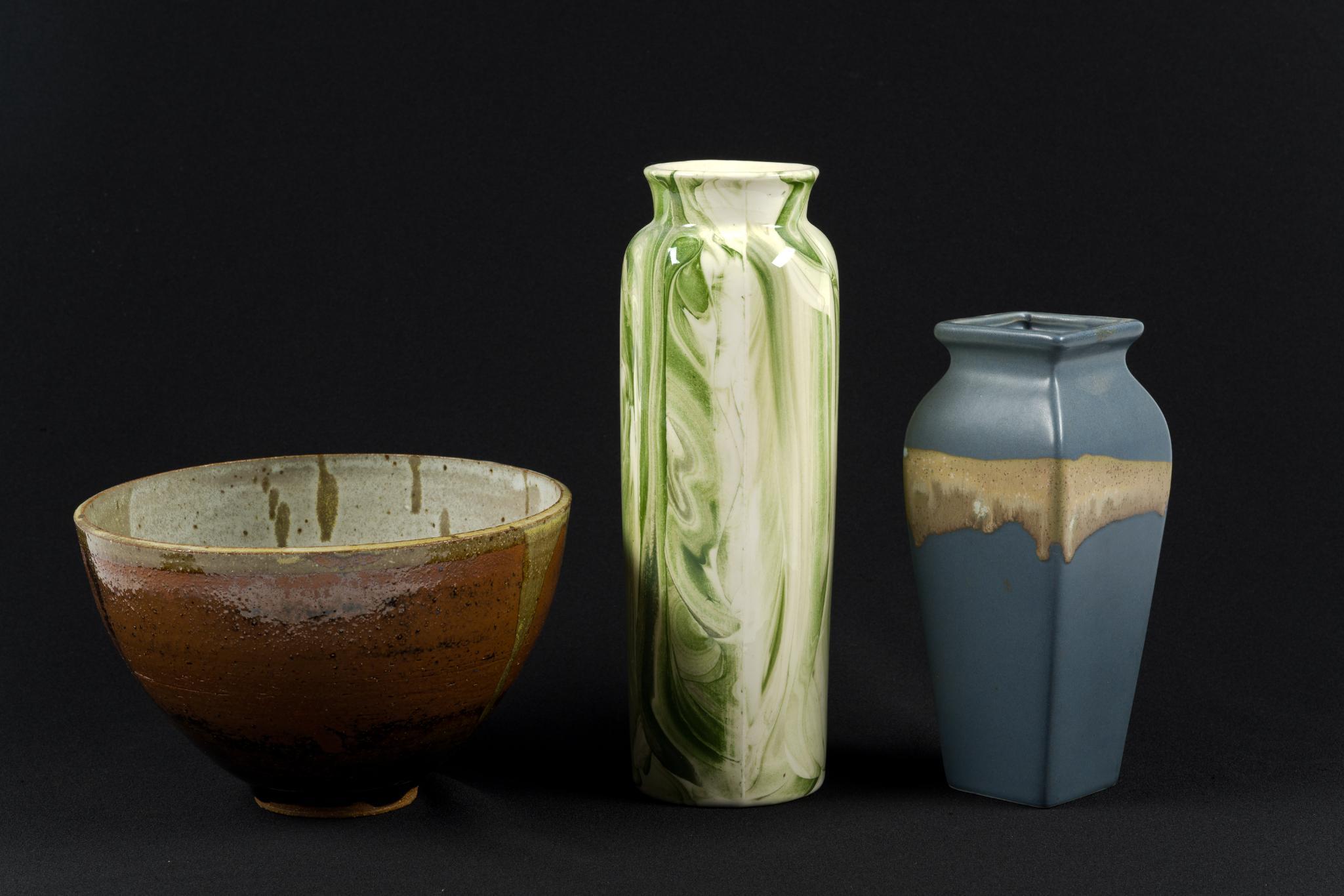 Ceramic & Glass Pieces Incl. Heisey Glass & Signed Pottery