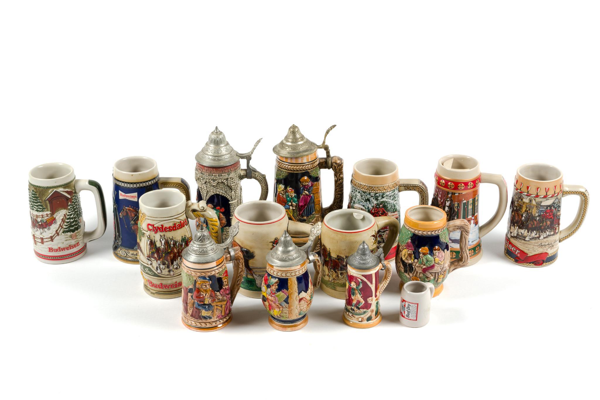 15 Beer Steins Incl. Budweiser