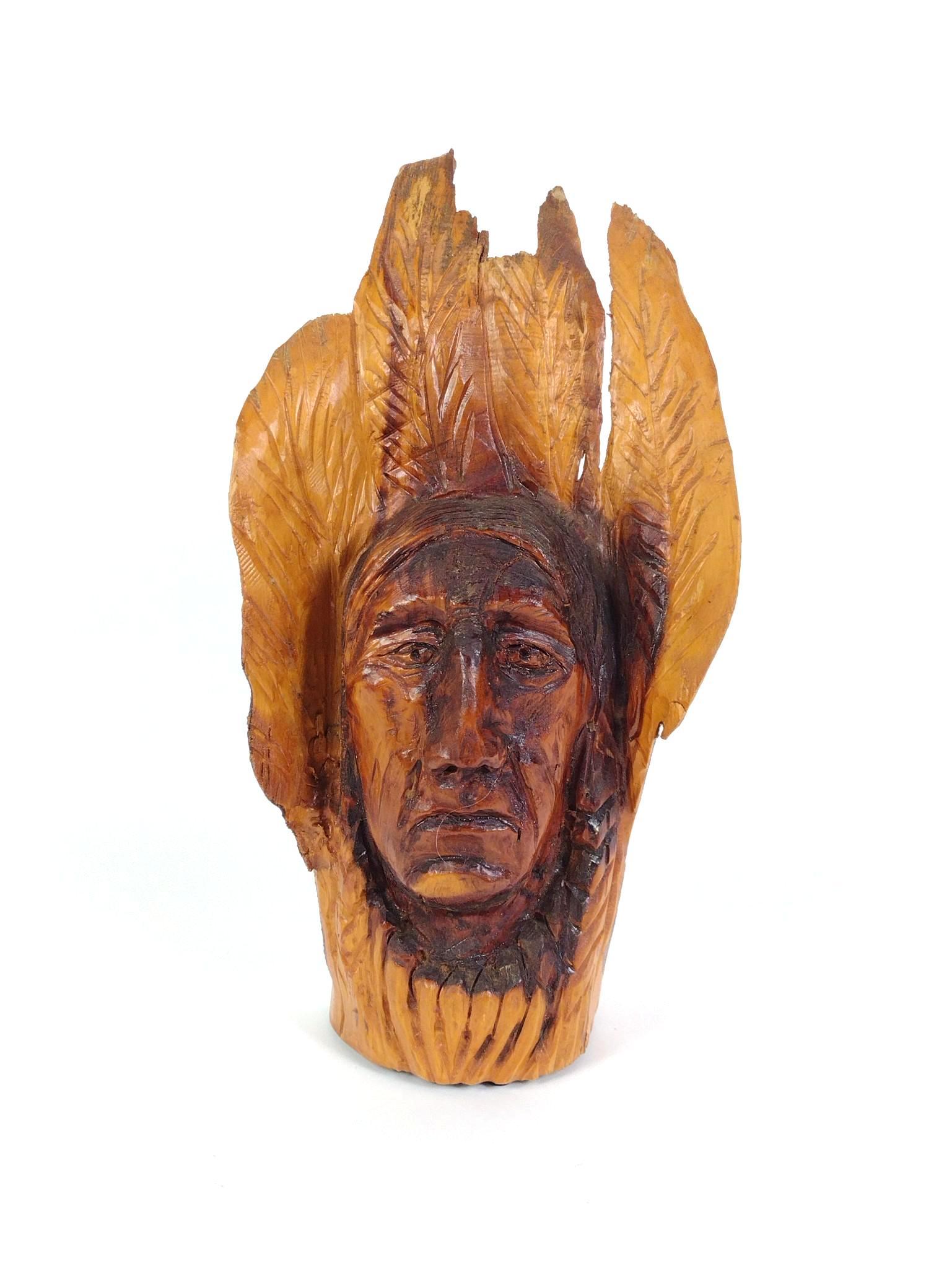 2 Unsigned Bird Statues & David Brown Native American Chief