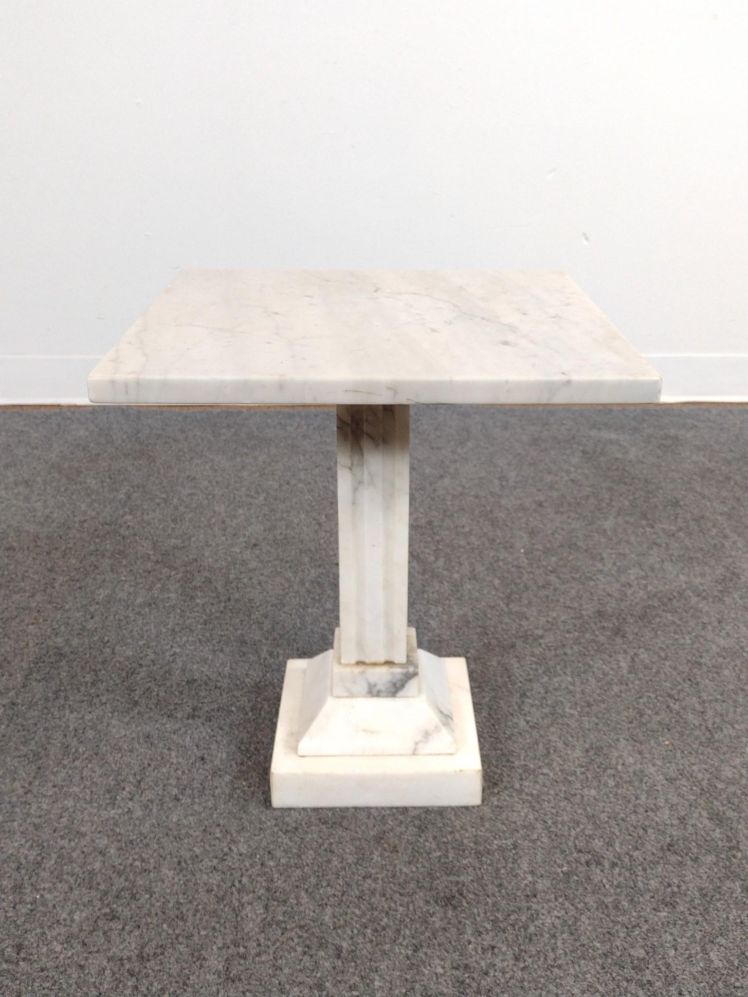 Marble Etagere and Pedestal Table