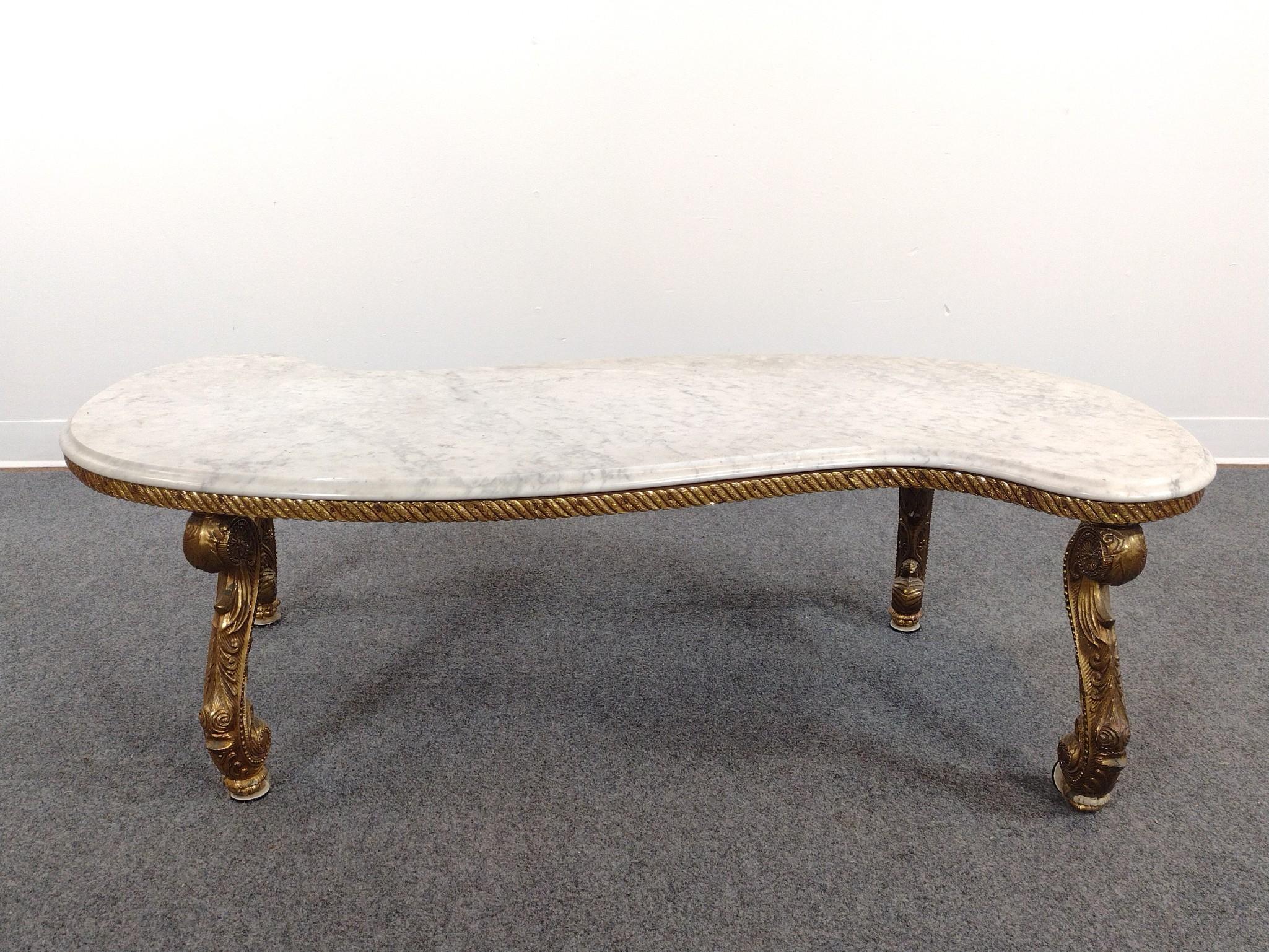 Baroque Revival Marble Top Coffee Table